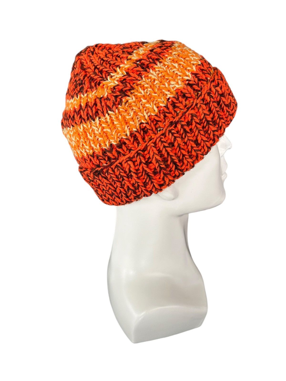 Japanese Brand × Kapital × Vintage Orange Crochet Knitted handmade Beanie Hats Rare☠️☠️ Size ONE SIZE - 3 Thumbnail