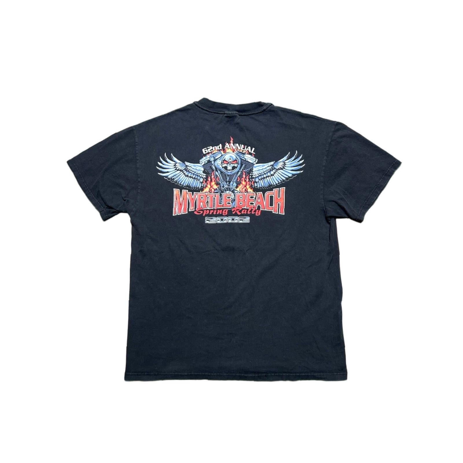 Harley Davidson VINTAGE Harley-Davidson T-Shirt Men L Black Biker Myrtle Beach Flames Skull 2000s (Y2K) Size US L / EU 52-54 / 3 - 1 Thumbnail