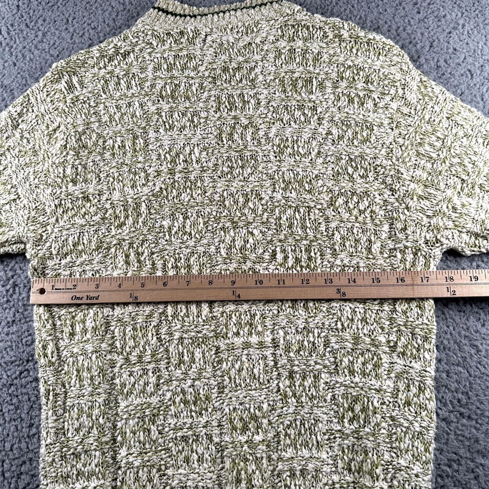 Sears VINTAGE Kings Road Sweater Mens M Green Short Sleeve Crewneck Knit Geometric Textured 70s Sears Mens Size US M / EU 48-50 / 2 - 5 Thumbnail