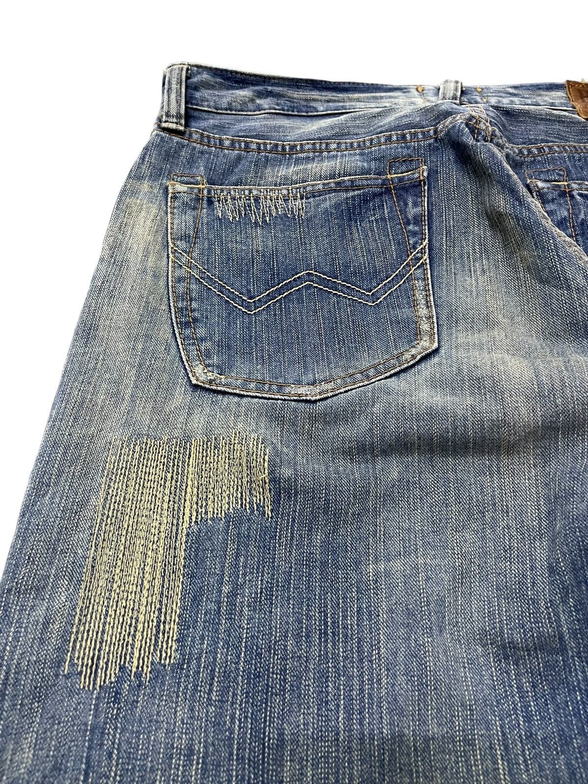 Edwin × Hysteric Glamour Vintage Edwin 403XV Patchwork Zig Zag Distressed Jeans Size US 32 / EU 48 - 16 Thumbnail