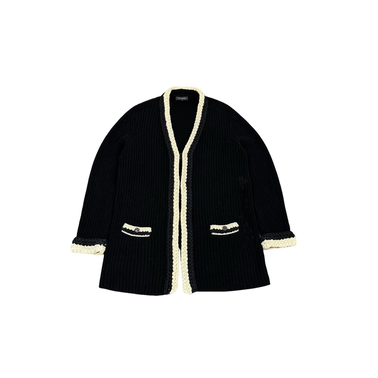 Chanel Chanel Contrast Woven Trim Knit Cardigan FR 40 Size M / US 6-8 / IT 42-44 - 1 Thumbnail