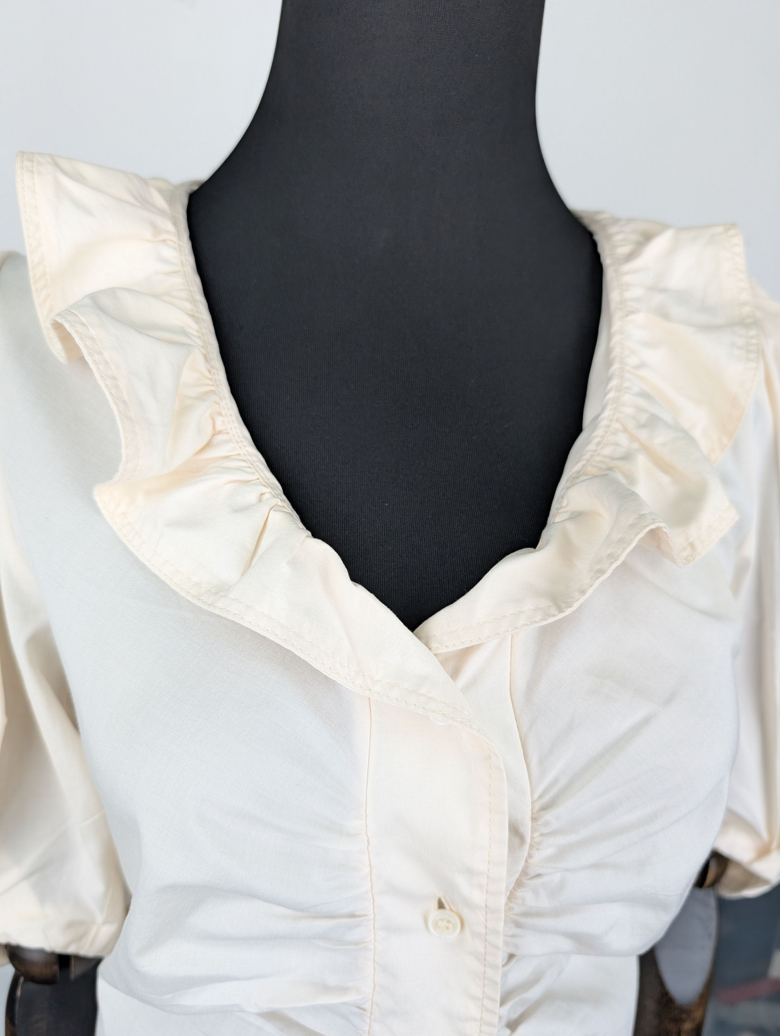 Isabel Marant Isabel Marant Beige Short Sleeve Blouse With Puff Sleeves Size XS / US 0-2 / IT 36-38 - 4 Thumbnail