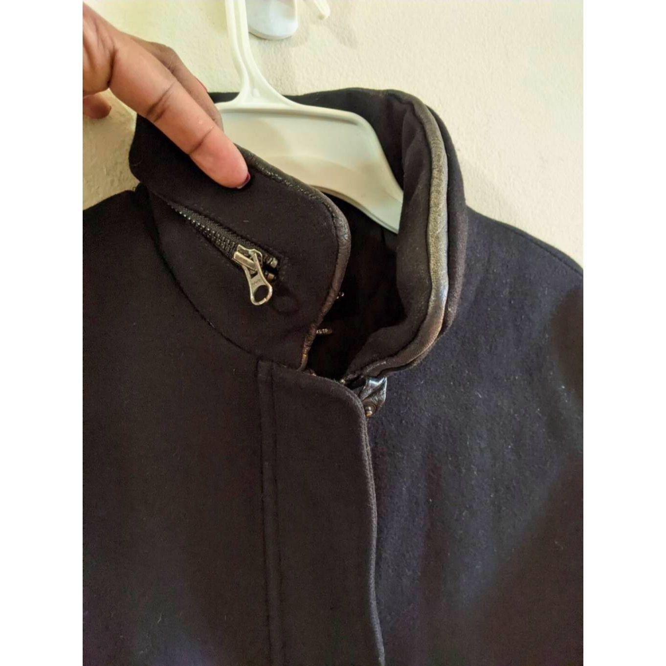 Mackage Mackage Wool Leather Sleeve Coat XS Black Moto Style Jacket Size XS / US 0-2 / IT 36-38 - 16 Thumbnail