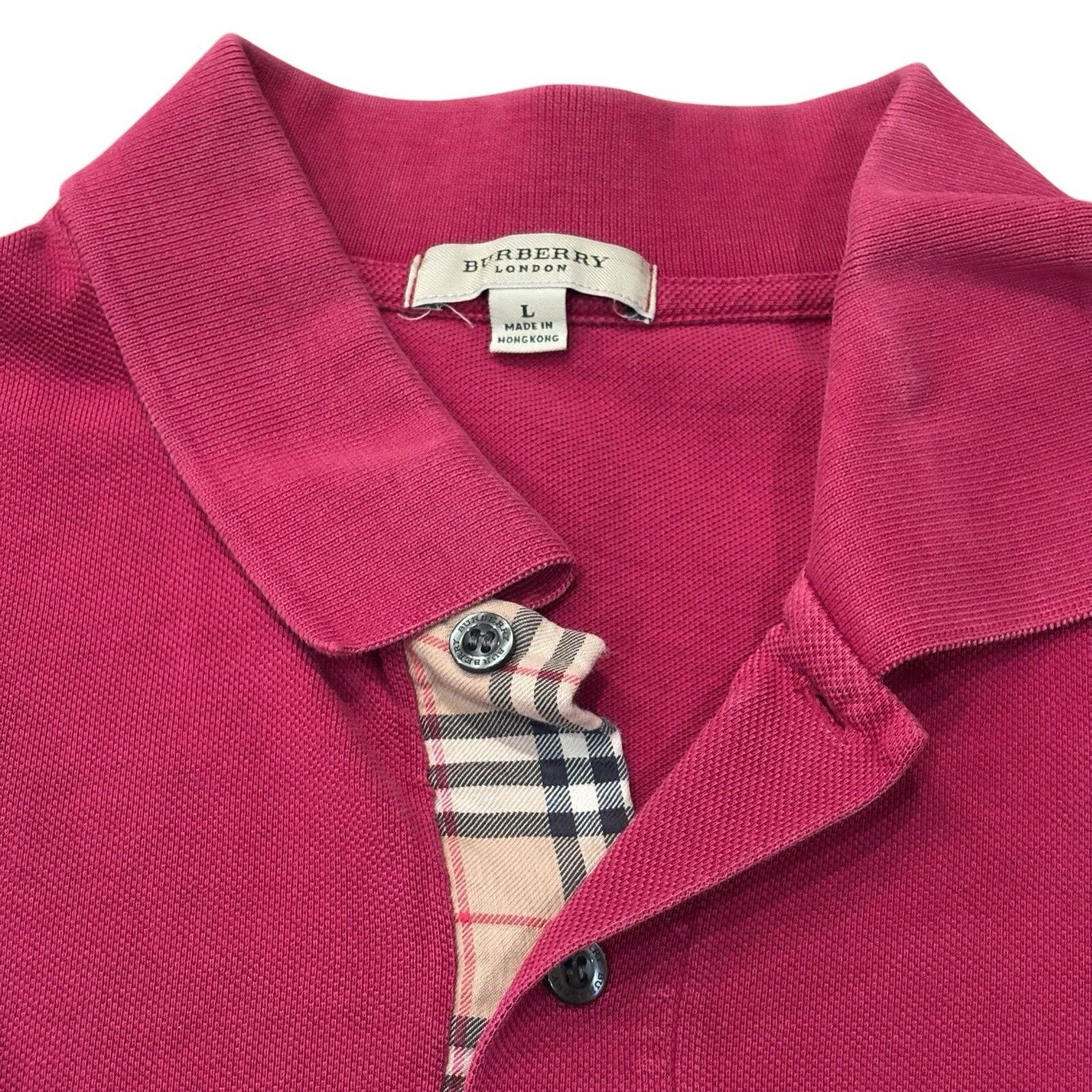 Burberry Burberry Polo Nova Check Placket Pink Large Hong Kong* Size US L / EU 52-54 / 3 - 2 Thumbnail