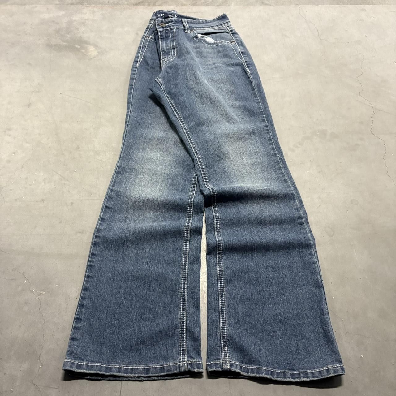 Vintage Crazy Vintage Y2K/2000s Flare Streetwear Style Rhinestone Dark Blue Wash Denim Jeans! Size US 32 / EU 48 - 1 Thumbnail