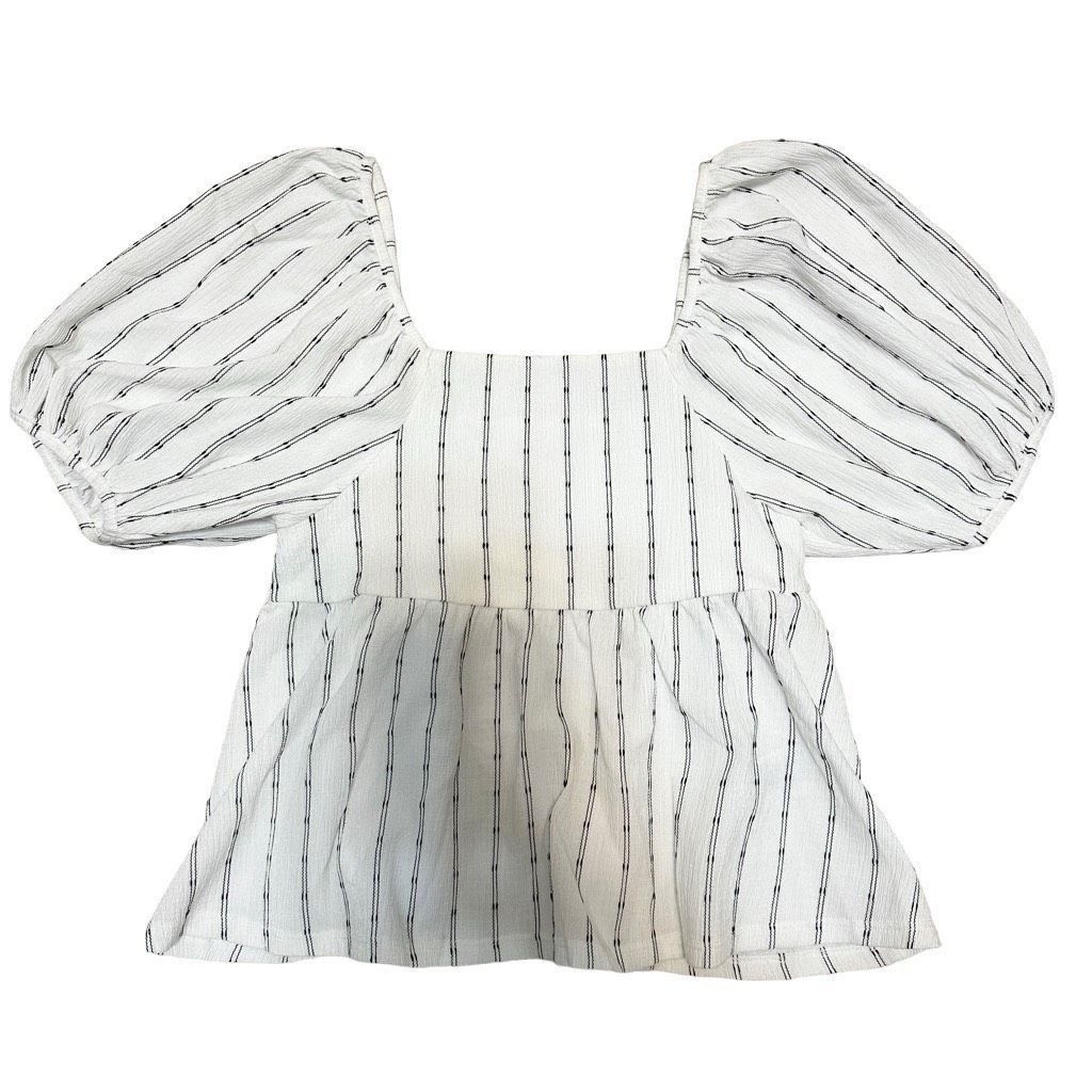 Madewell Madewell NWT XXS Babydoll Puffed Sleeve White Black Feminine Casual Size XXS / US 00 / IT 34 - 1 Thumbnail