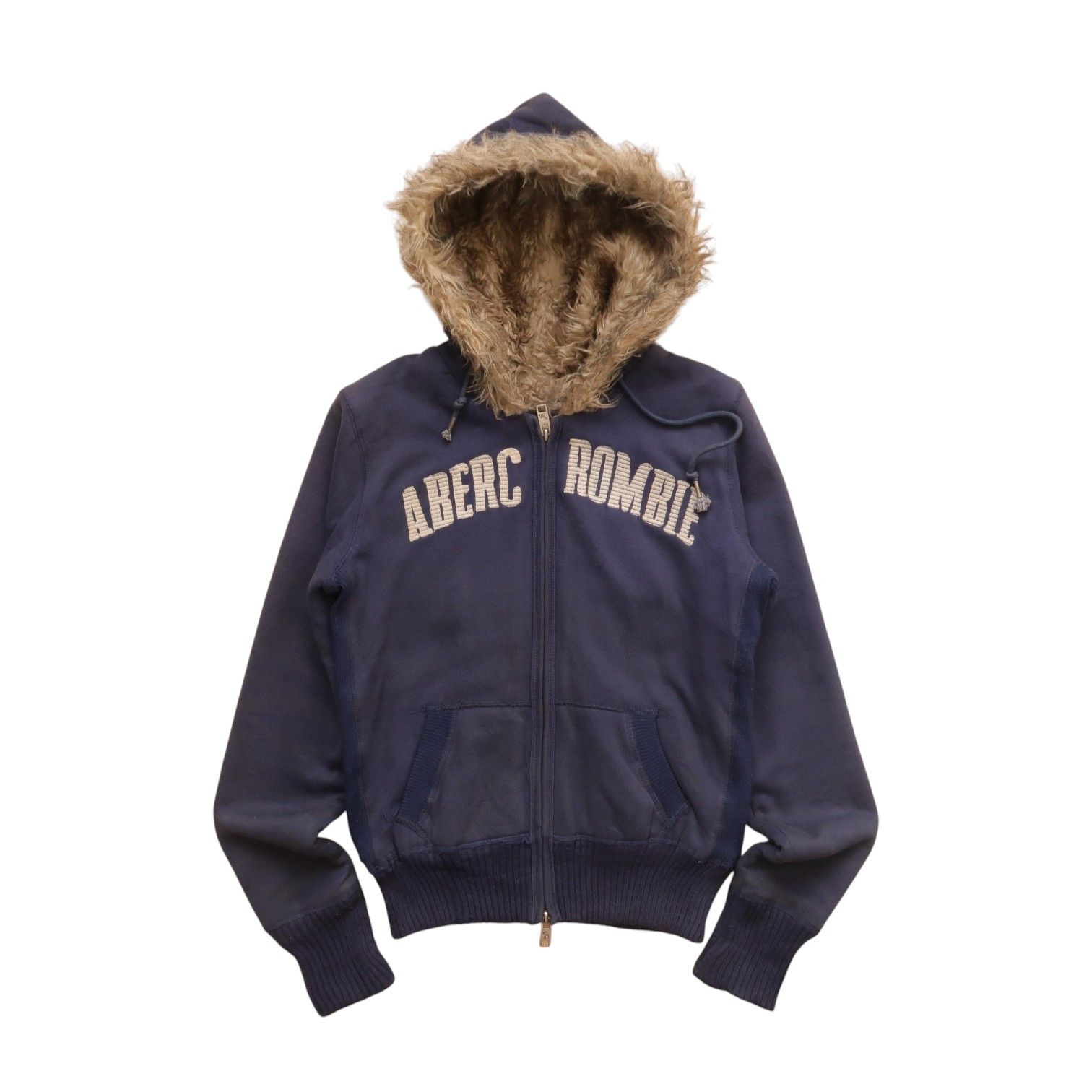 Abercrombie & Fitch Vintage Y2K Abercrombie & Fitch Zip Fur Hoodie Big Spell Out Size US M / EU 48-50 / 2 - 1 Thumbnail