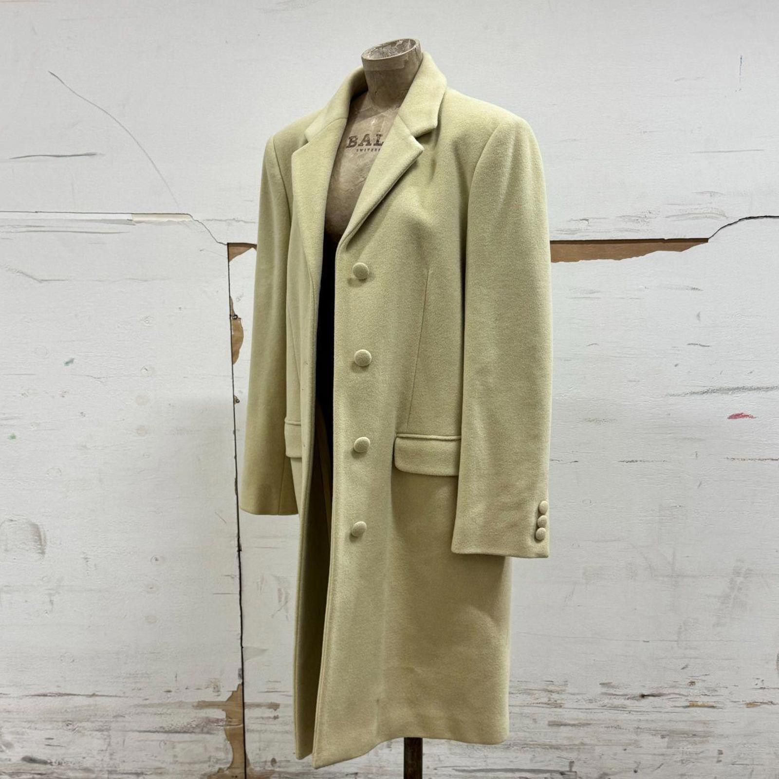 Other 90s Vintage Makola Pale Sage Wool Longline Coat Size L / US 10 / IT 46 - 1 Thumbnail