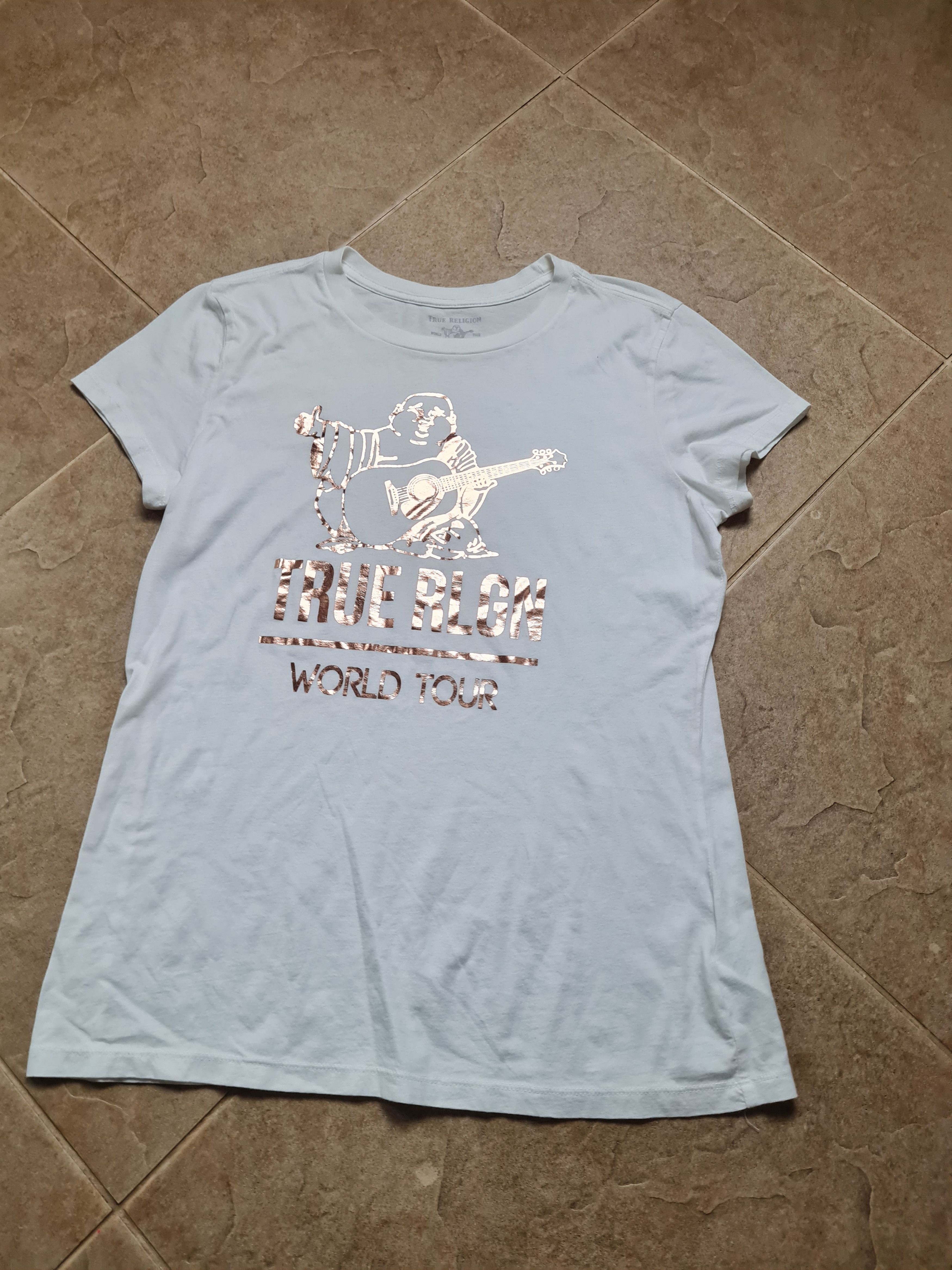 True Religion Womens True Religion White Cotton T-Shirt Crew Neck Logo Size L / US 10 / IT 46 - 5 Thumbnail
