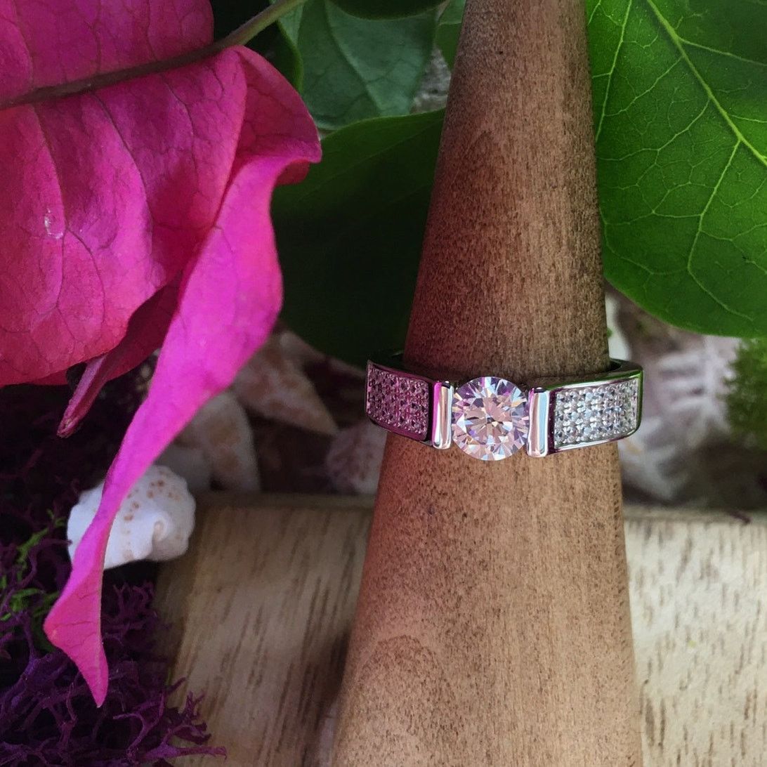 The Unbranded Brand Sterling Silver Clear Round Engagement Ring 6,7,8 Size ONE SIZE - 5 Thumbnail