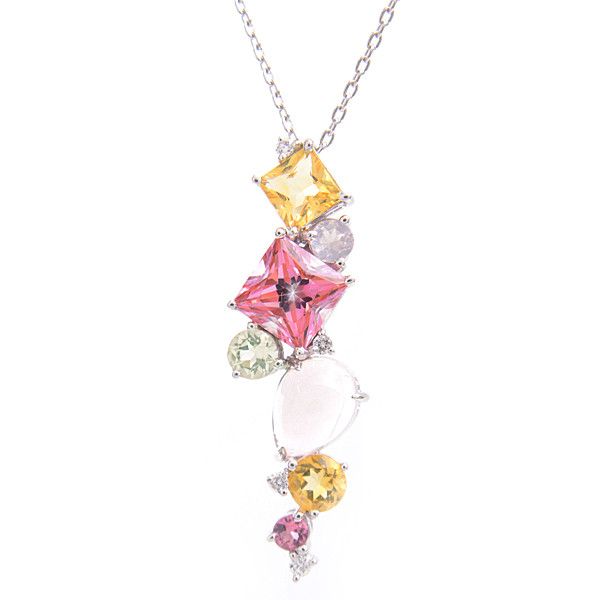 Other Other 4℃ K18WG Diamond Multi-Stone Necklace White Gold Metal Necklace 62674 in Great Condition Size ONE SIZE - 1 Thumbnail
