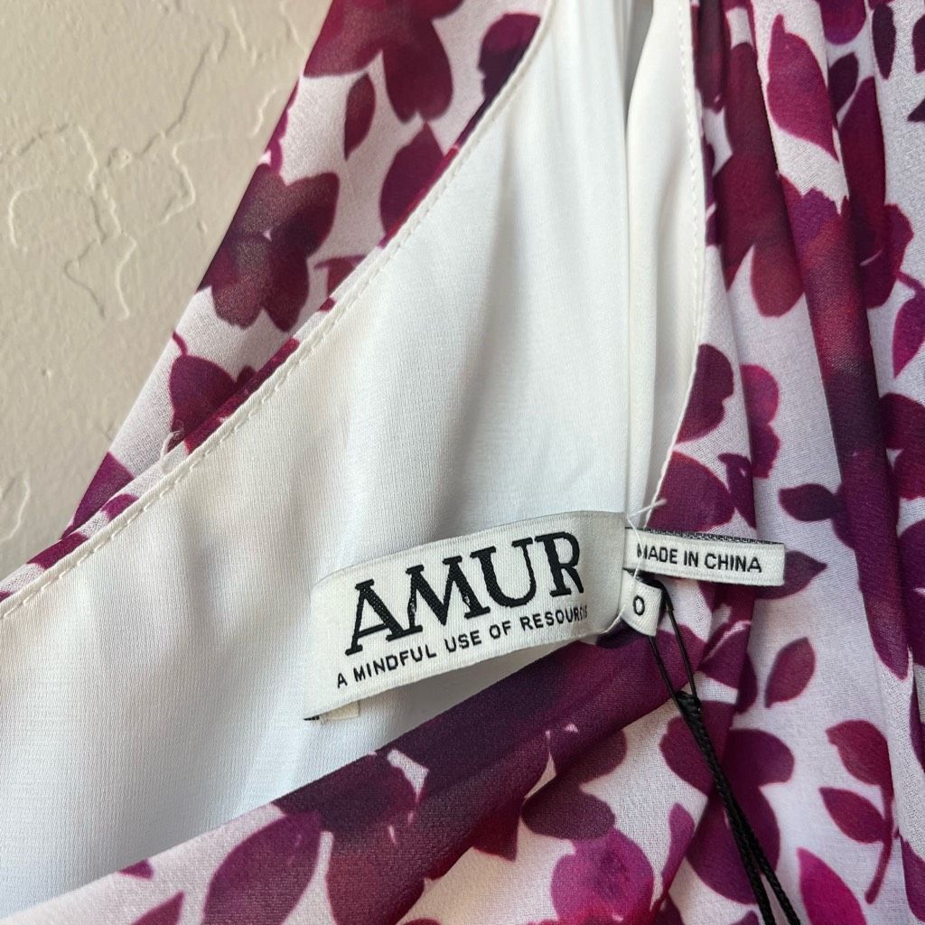 Amur NEW AMUR Dress One Shoulder Purple Asymmetrical Chiffon Plea Size XS / US 0-2 / IT 36-38 - 5 Thumbnail
