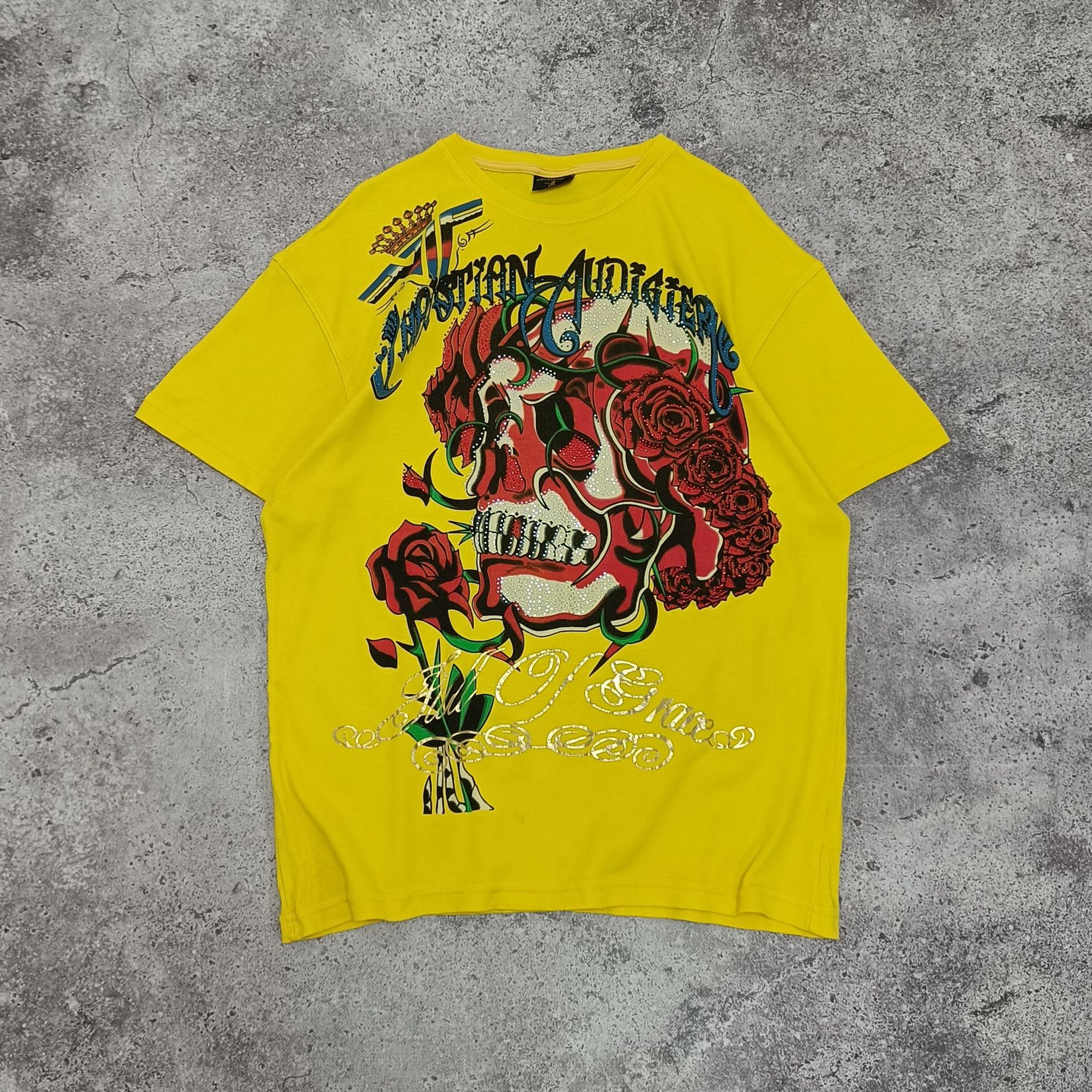 Affliction × Ed Hardy × Japanese Brand JAPANESE ED HARDY CHRISTIAN AUDIGIER SKULLS TSHIRT Y2K Size US XXL / EU 58 / 5 - 1 Thumbnail
