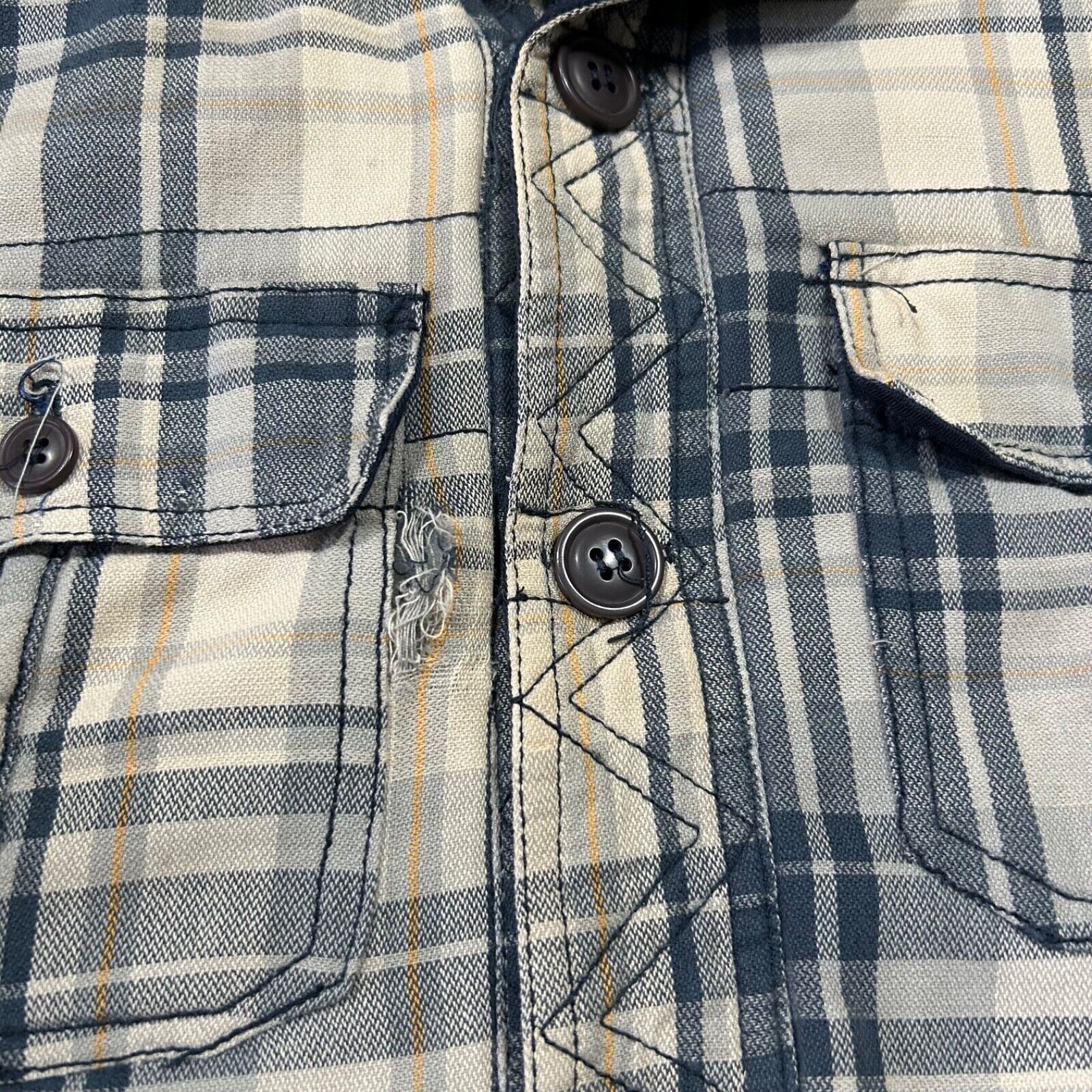Vintage Thrashed Flannel Jacket Quilt Lined Button Up Plaid y2k Size US L / EU 52-54 / 3 - 4 Thumbnail