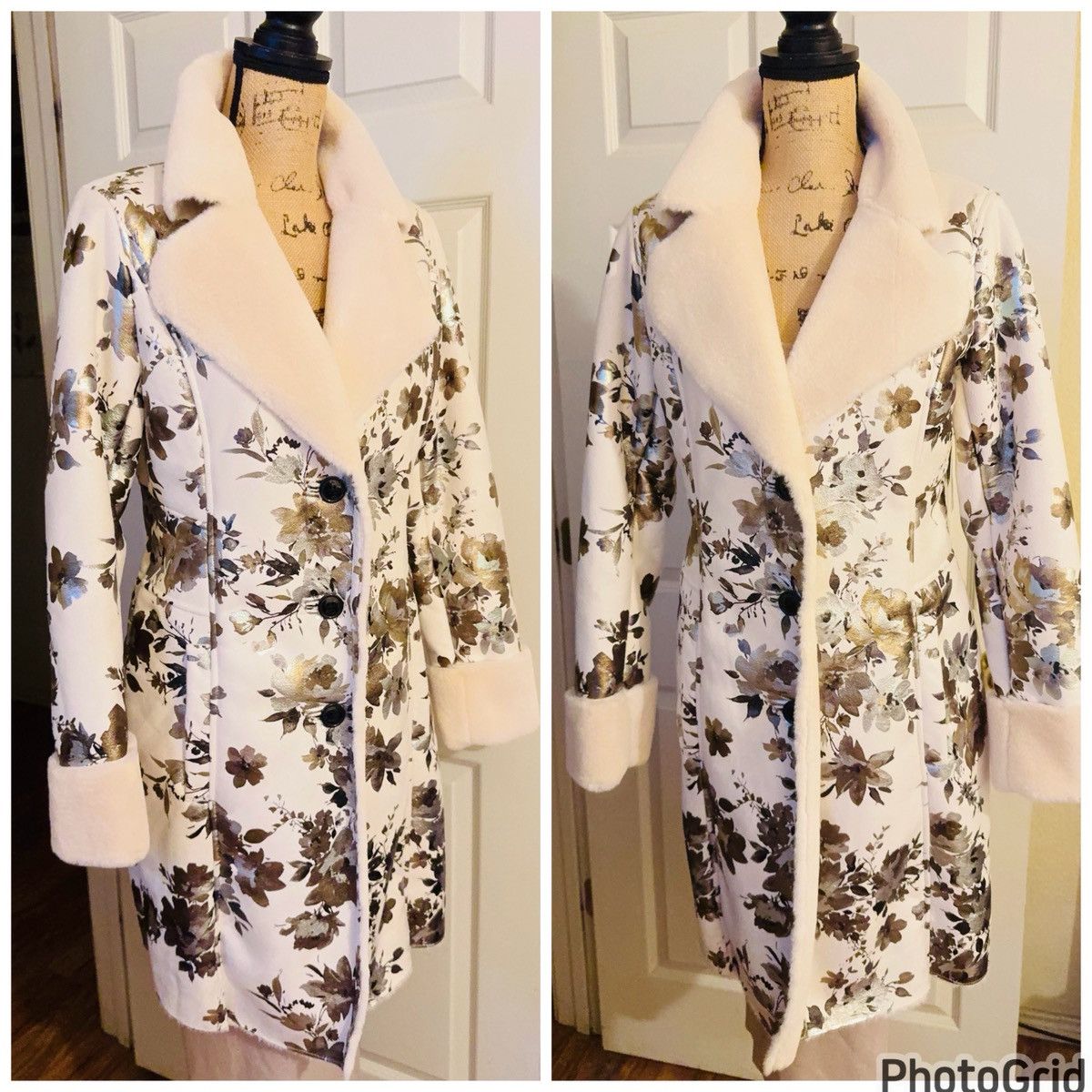 Boston Proper Boston Proper Shearling Shimmer Floral Faux Suede Coat Size S / US 4 / IT 40 - 2 Thumbnail