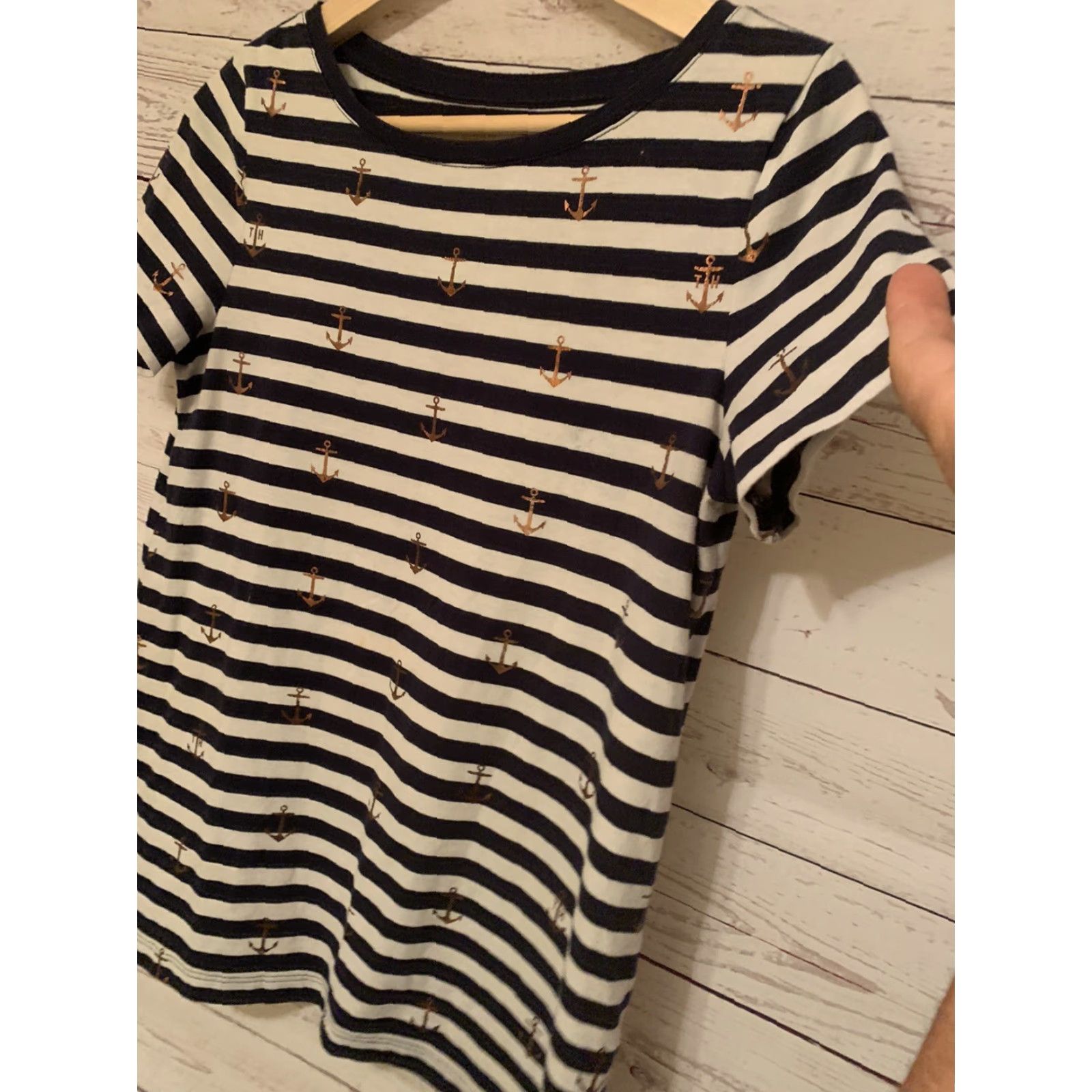 Tommy Hilfiger Tommy Hilfiger Shirt Women's Striped Crew Neck Short Sleeve Navy White Relaxed Fit Size S Multicolor Logo All Seasons Size S / US 4 / IT 40 - 4 Thumbnail