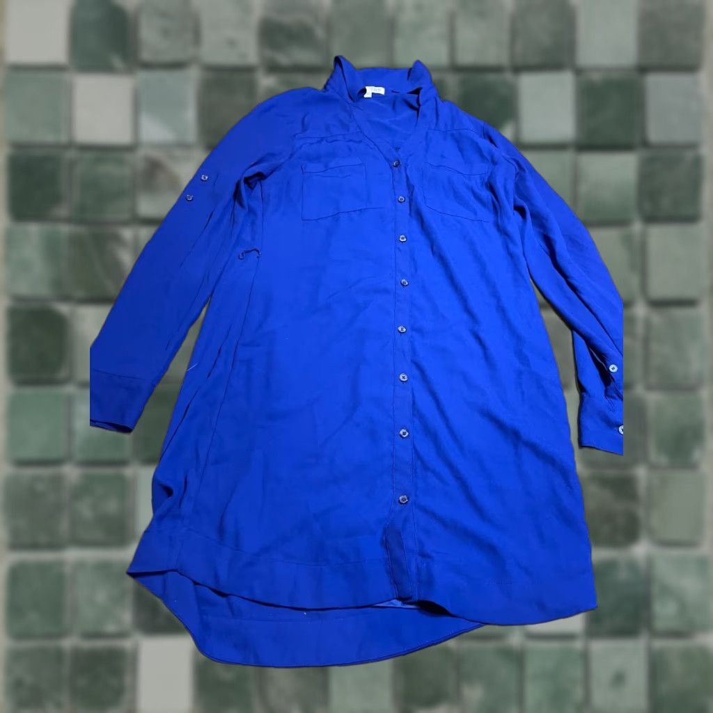 Express Express Portofino Shirt Dress Shirt Dress Womens XS Blue Button Up Long Sleeve Knee Length Buttoned Womens Size XS / US 0-2 / IT 36-38 - 1 Thumbnail
