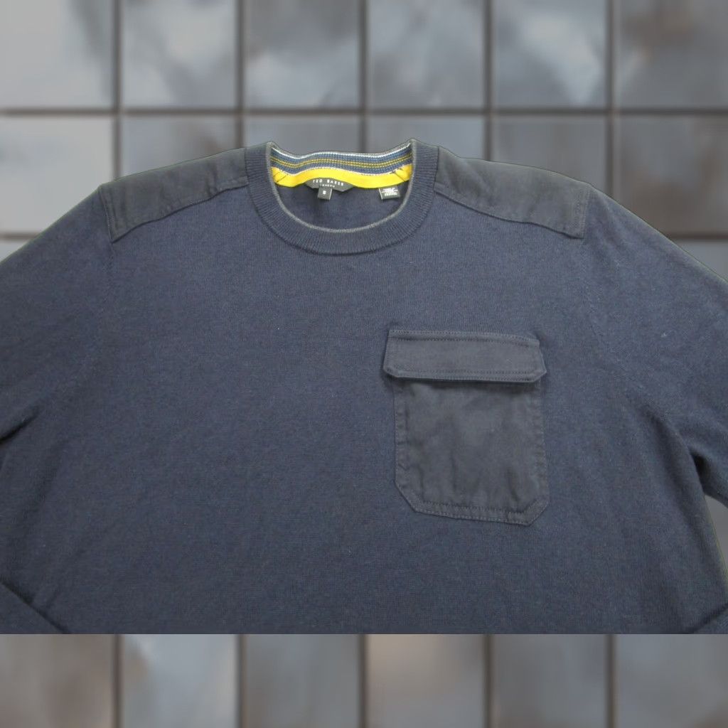 Ted Baker Ted Baker Sweater Mens XL Navy Crewneck Pockets Shoulder Patches Knit Solid Long Sleeve Vintage No Size US XL / EU 56 / 4 - 1 Thumbnail