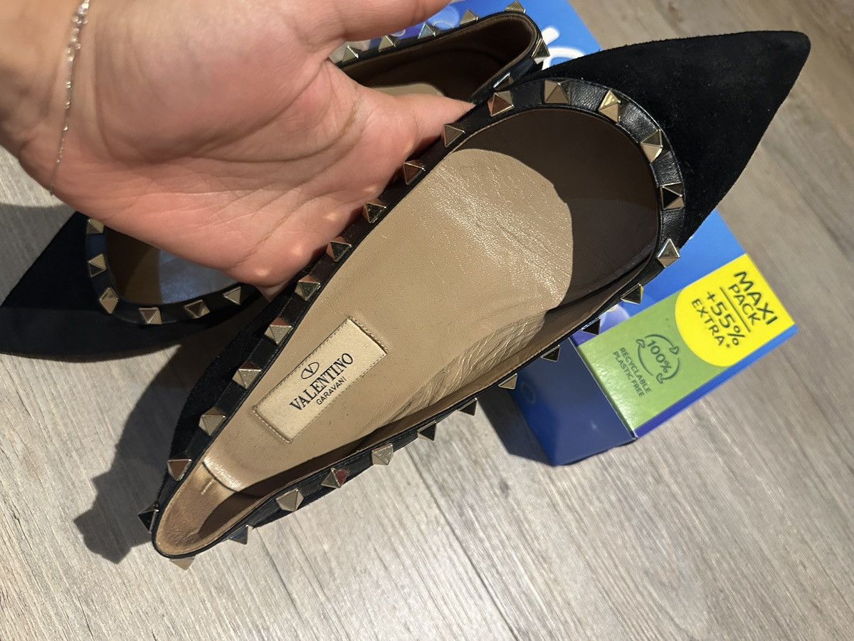 Valentino Ballerines Valentino Garavani Rockstud en Daim Noir Size US 5.5 / IT 35.5 - 8 Thumbnail