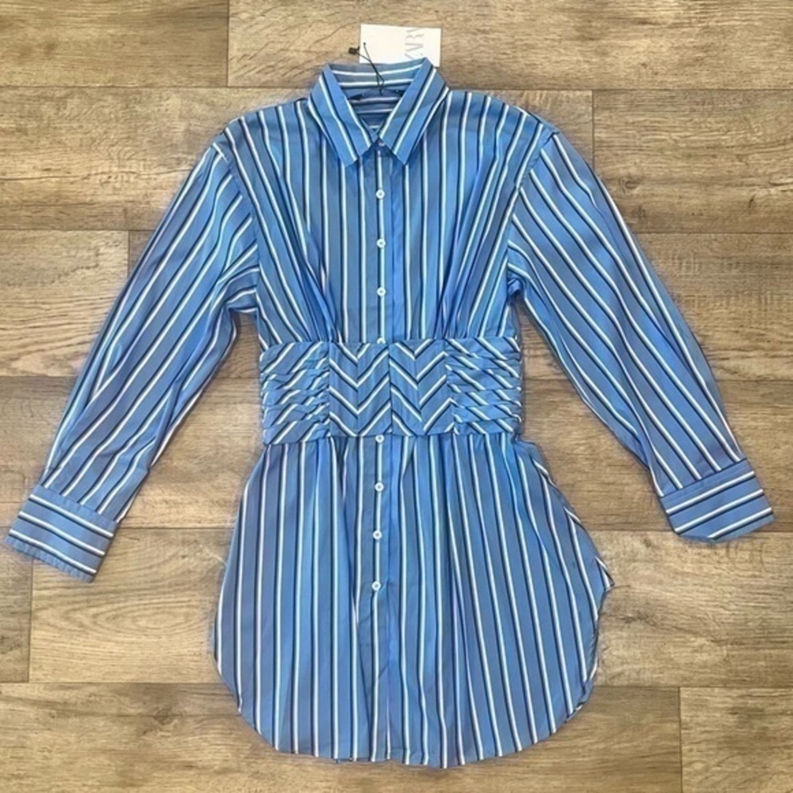 Zara ZARA Corset Waist Striped Shirt Dress NWT Size M / US 6-8 / IT 42-44 - 17 Thumbnail