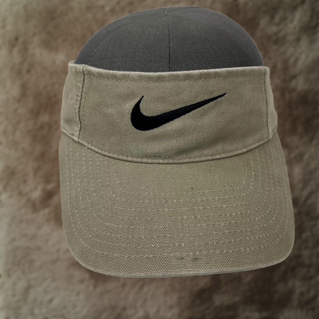 Nike Nike Visor Hat Cap Adjustable Mens One Size Beige Just Do It Swoosh Y2K Size ONE SIZE - 1 Thumbnail
