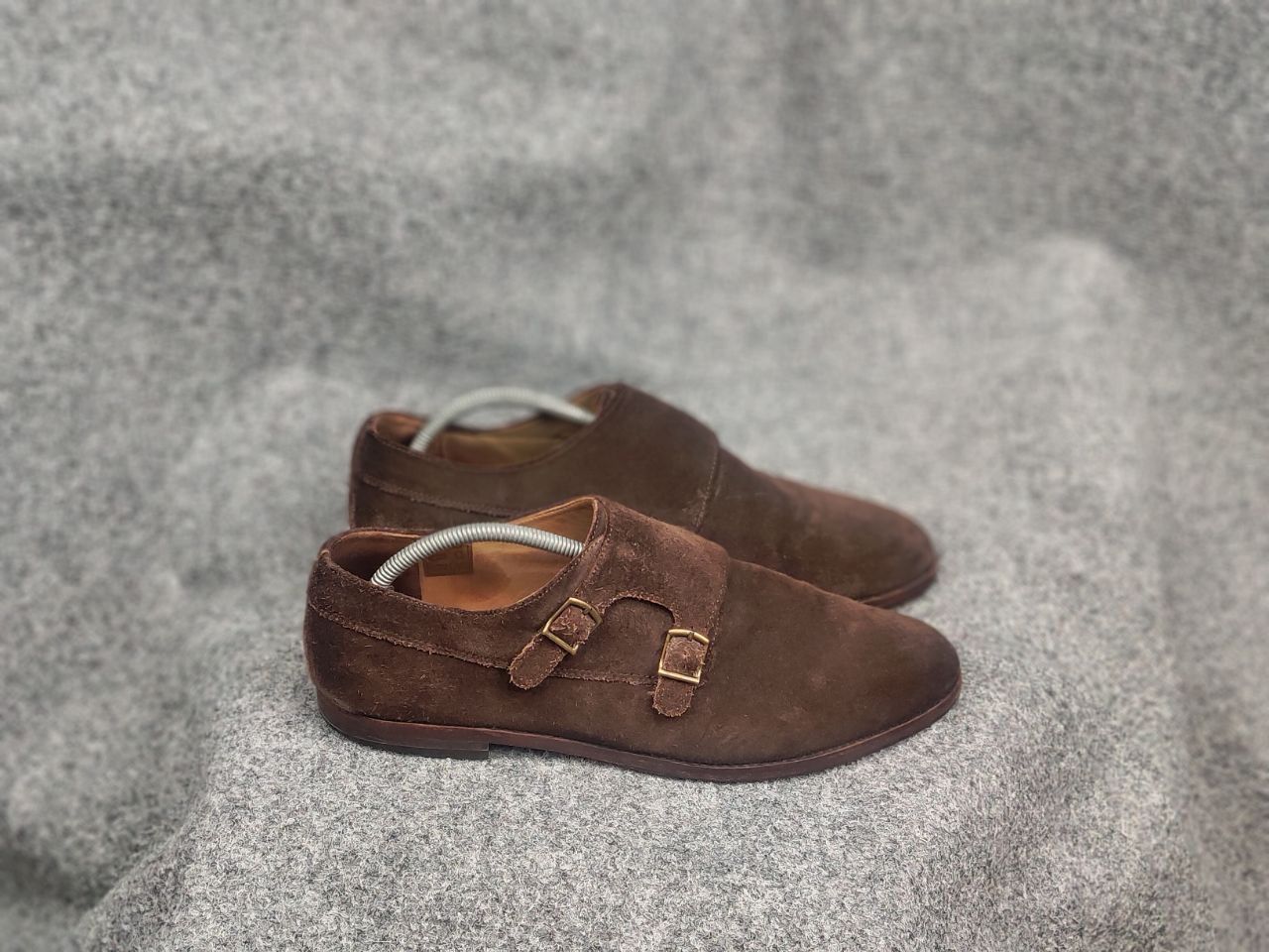 Vintage Gordon Bros Design Brown suede monk shoes with two straps Size US 12 / EU 45 - 2 Thumbnail