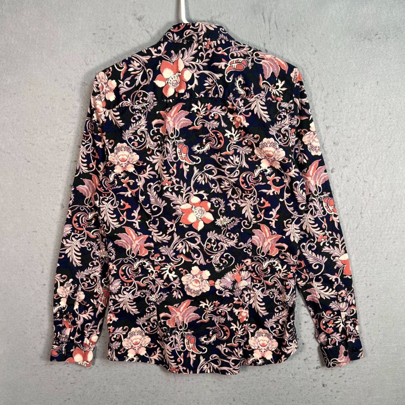 Topman Topman Mens Size Small Black Stretch Skinny Fit Floral Print Shirt Cotton Blend Size US S / EU 44-46 / 1 - 2 Thumbnail