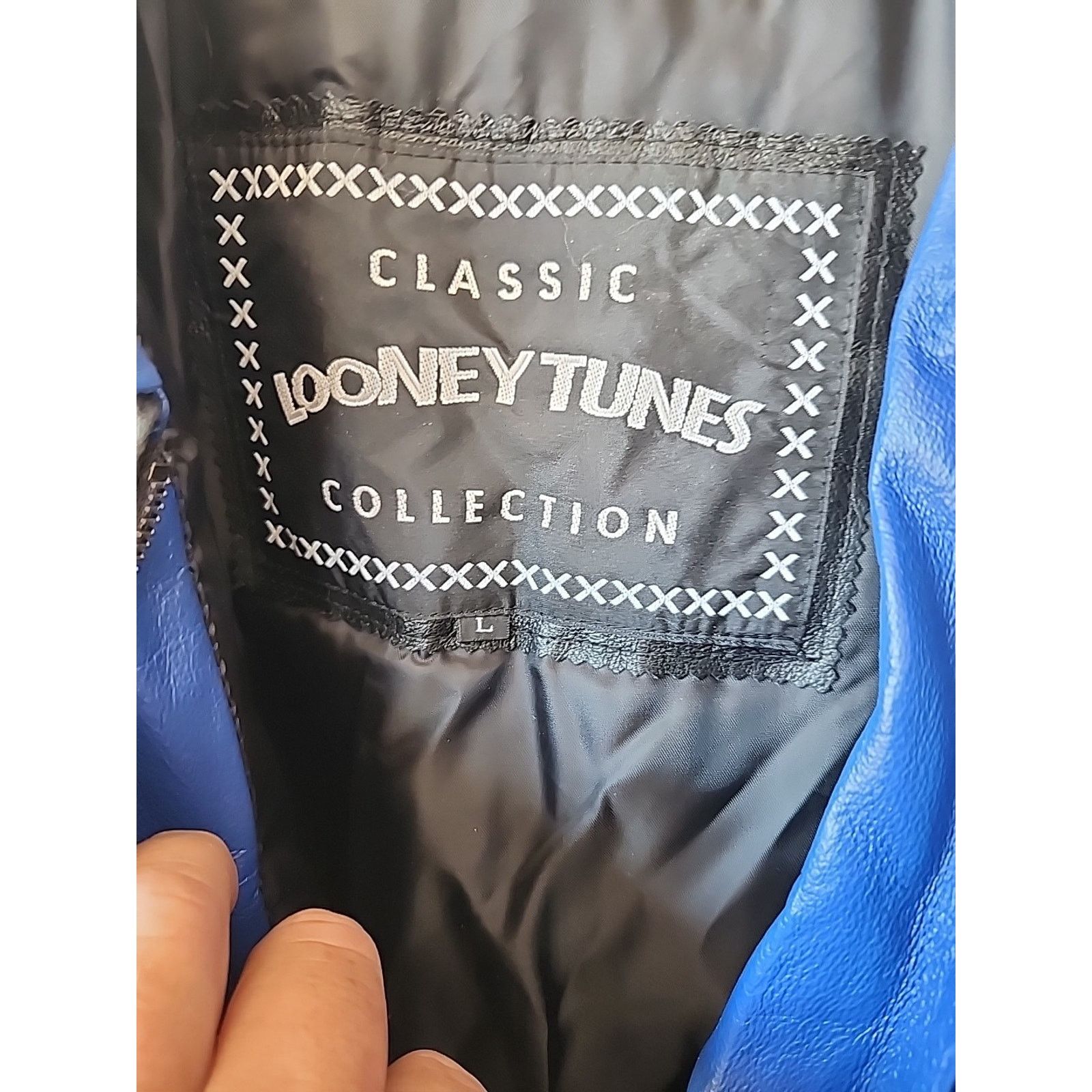 Warner Bros 1998 Biker Looney Tunes Leather Embroidered Jacket L Size US L / EU 52-54 / 3 - 6 Thumbnail