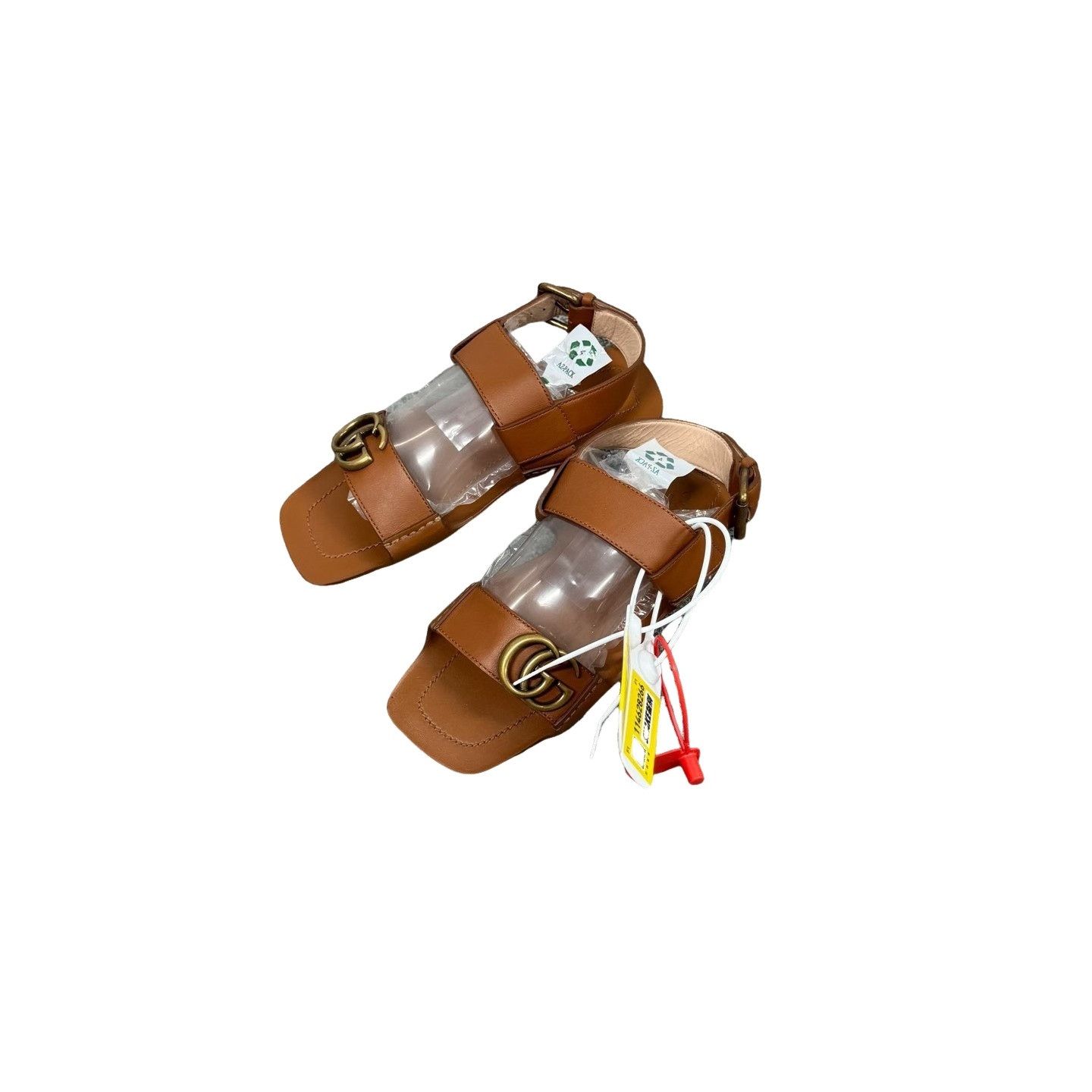 Gucci Gucci Double G Brown Leather Sandals 34 Size US 4 / IT 34 - 1 Thumbnail