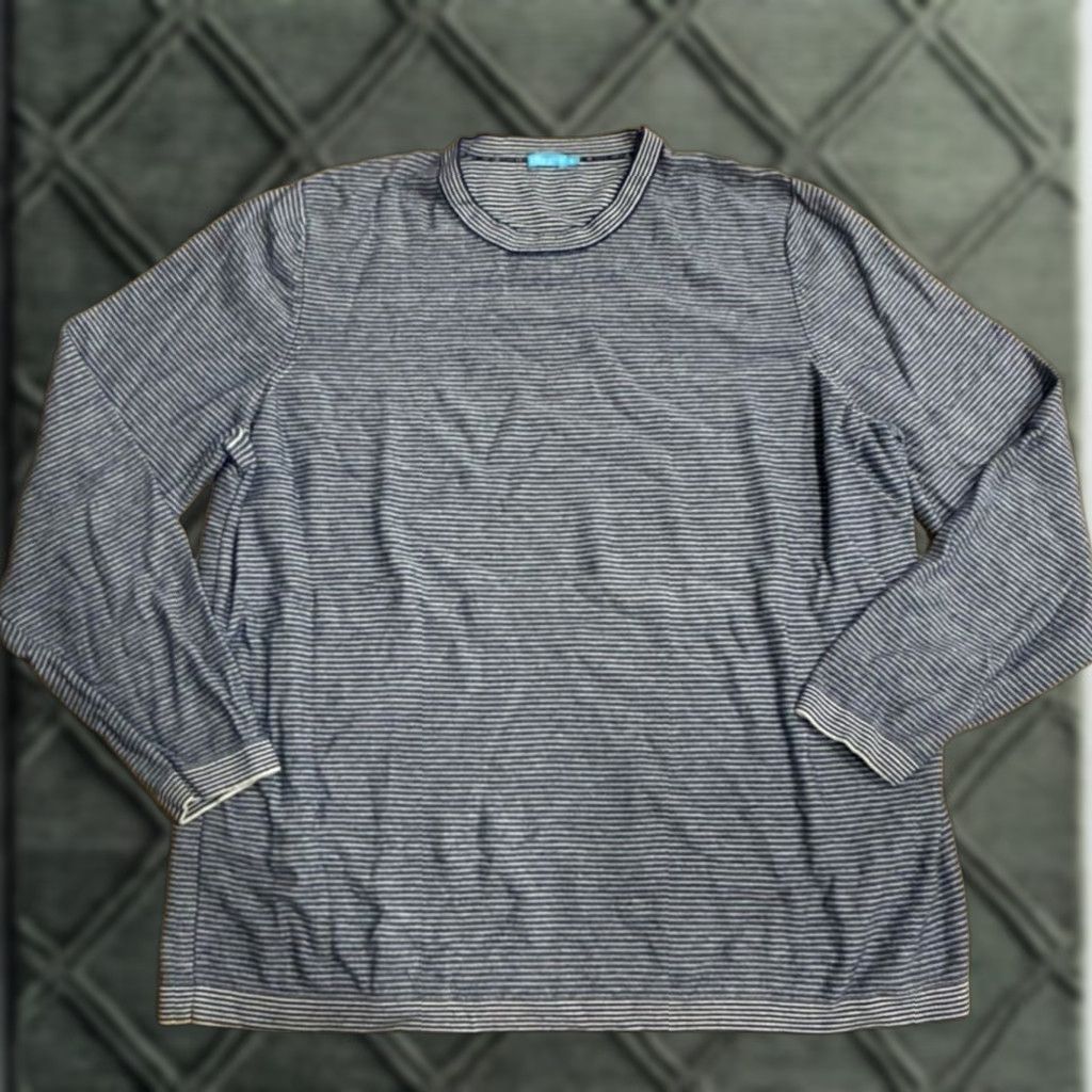 J.McLaughlin J. McLaughlin Men’s Cotton Modal Crew Neck Striped Sweater XL Size Pullover Men Blue Size US XL / EU 56 / 4 - 1 Thumbnail