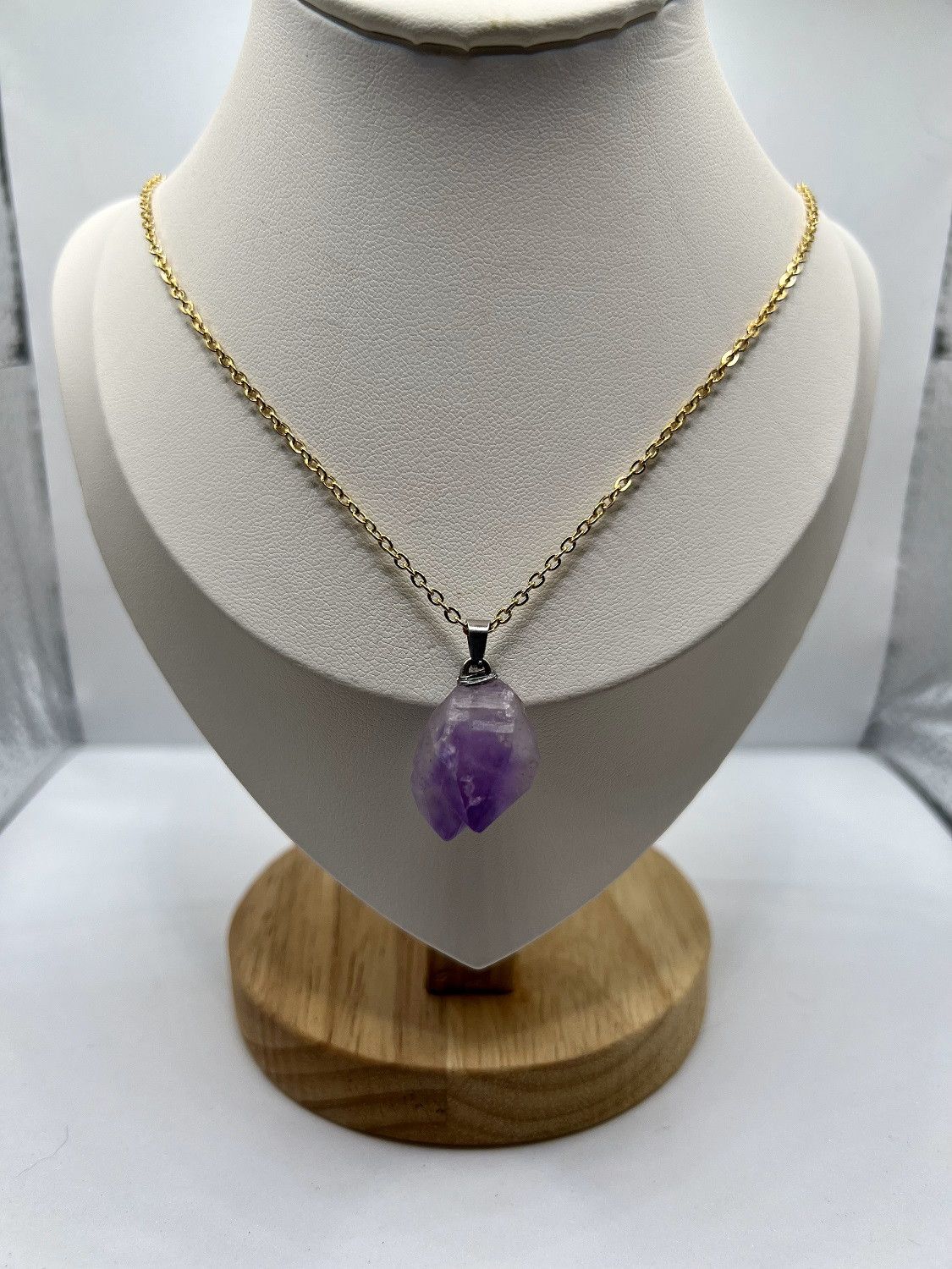 Handmade Amethyst Gold Chain Necklace Size ONE SIZE - 1 Thumbnail