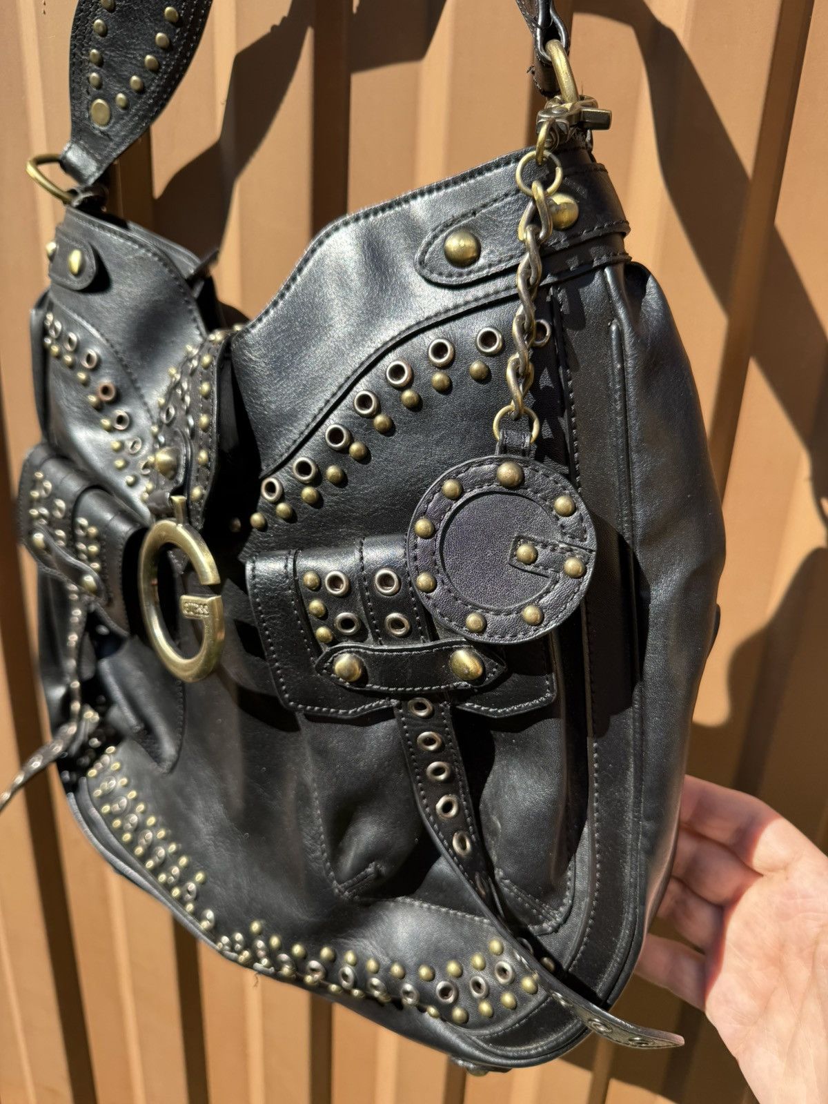 Guess Rare Guess Leather Studded Y2k Shoulder Bag Size ONE SIZE - 3 Thumbnail