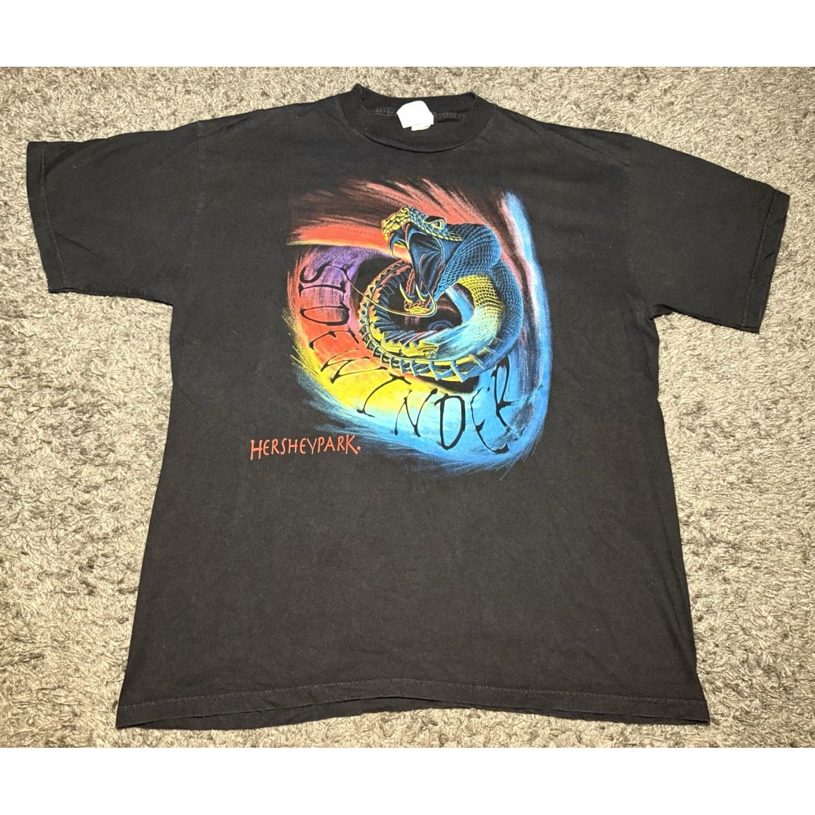 Vintage VINTAGE Hershey Park Sidewinder Roller Coaster T-Shirt XL White Unisex Adults Crew Neck Short Sleeve Slim Cotton Blend Snake Skimmers Size US XL / EU 56 / 4 - 2 Thumbnail