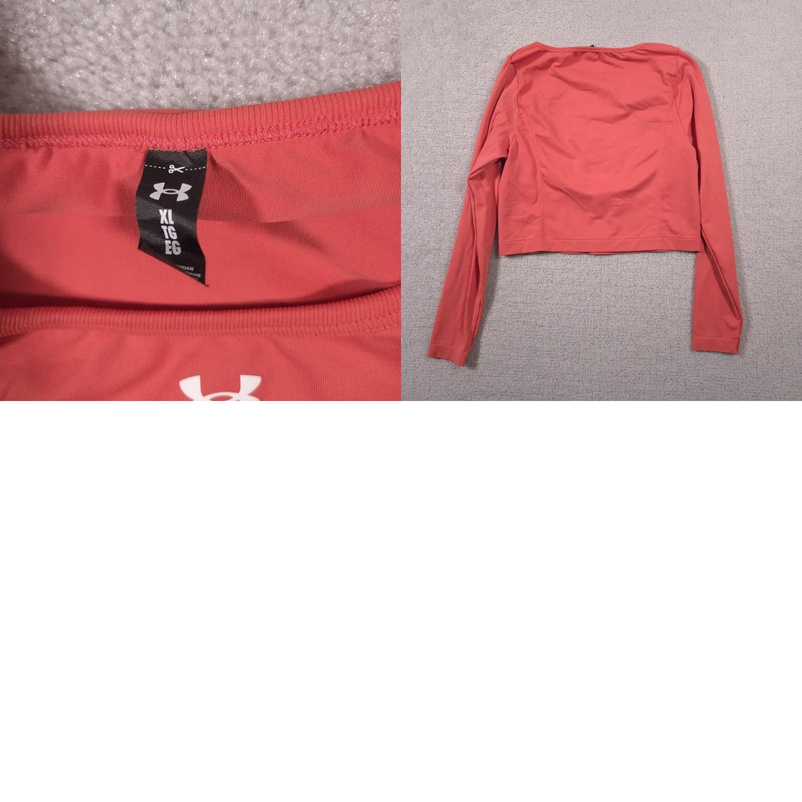 Under Armour Under Armour Shirt Womens XL Cropped Long Sleeve Crew Neck Gym Training Coral Pink Logo Size XL / US 12-14 / IT 48-50 - 9 Thumbnail