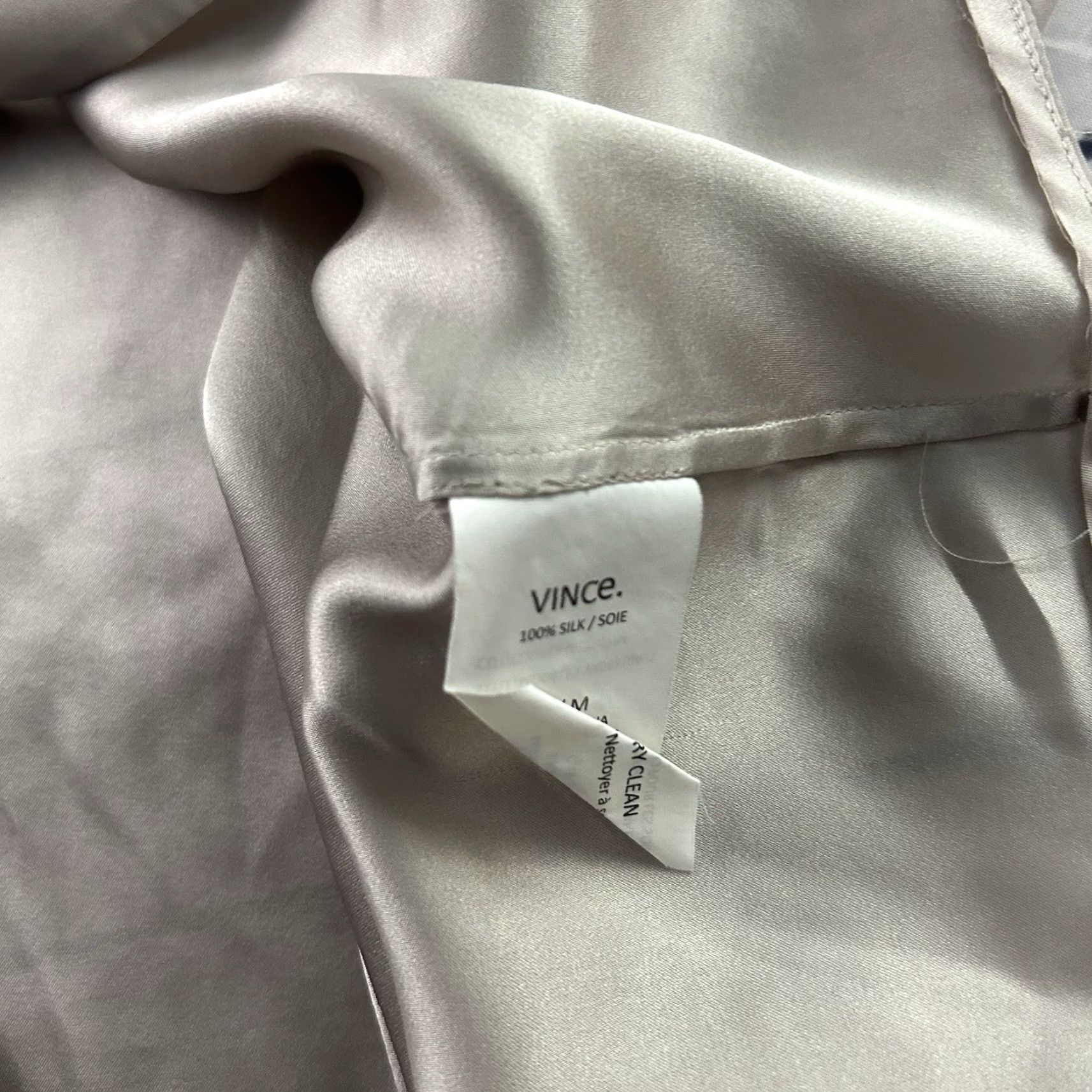 Vince Vince Blouse Shirt Women's M Tan Silk 100% Short Sleeve Size M / US 6-8 / IT 42-44 - 5 Thumbnail