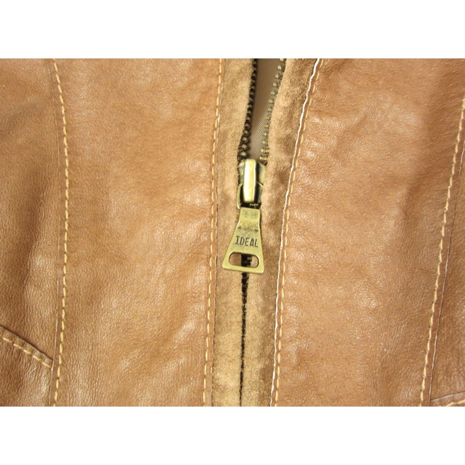 Vintage ANA Leather Jacket Womens Medium Brown Full Zip Bomber 90s Jacket Mens Womens Boys Girls Size M / US 6-8 / IT 42-44 - 3 Thumbnail