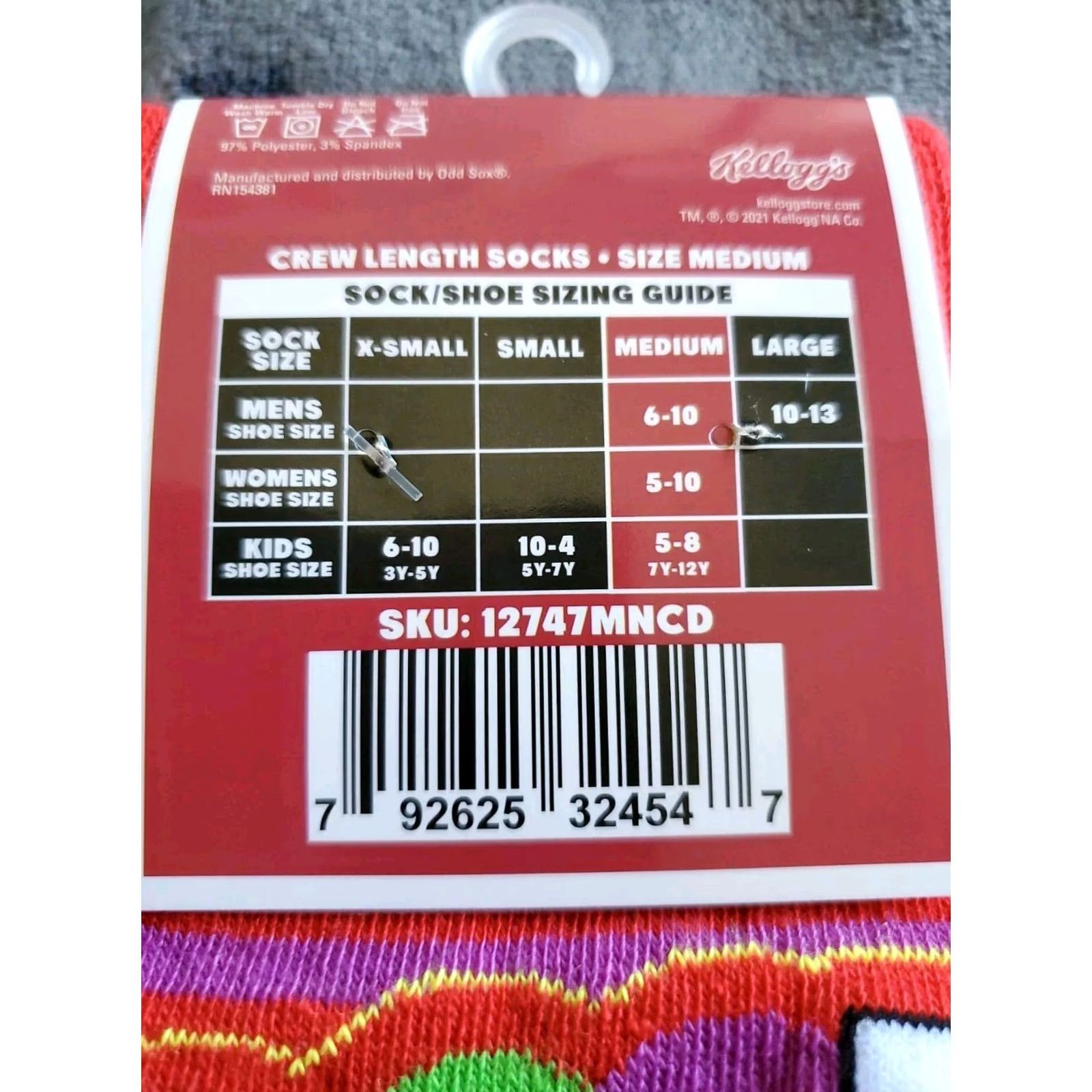 Vintage Kellogg's Frosted Flakes & Fruit Loops NEW Striped Socks 2pk Shoe SZ 6-10 NEW Size ONE SIZE - 7 Thumbnail