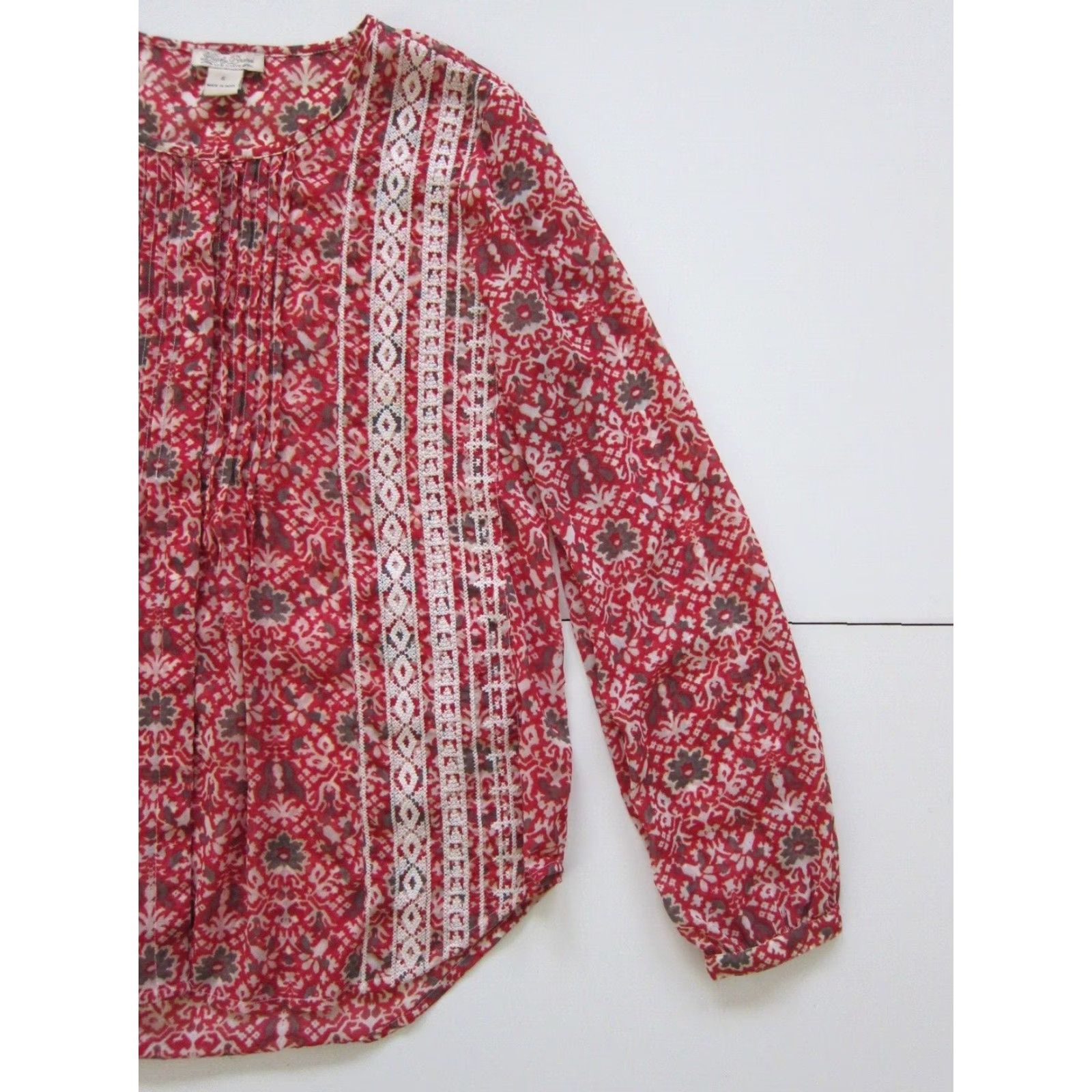 Lucky Brand Lucky Brand Red Embroidered Paisley Long Sleeve Button Down Blouse S Womens Size S / US 4 / IT 40 - 8 Thumbnail