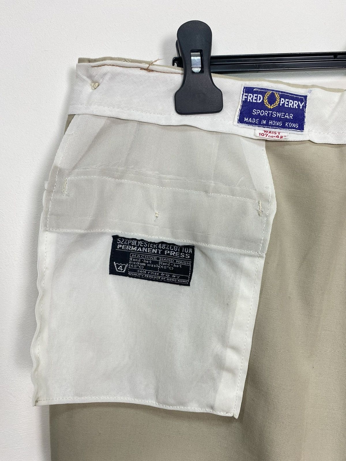 Fred Perry Vintage 80s Fred Perry Tennis Shorts Made in Hong Kong Beige Size US 42 / EU 58 - 10 Thumbnail