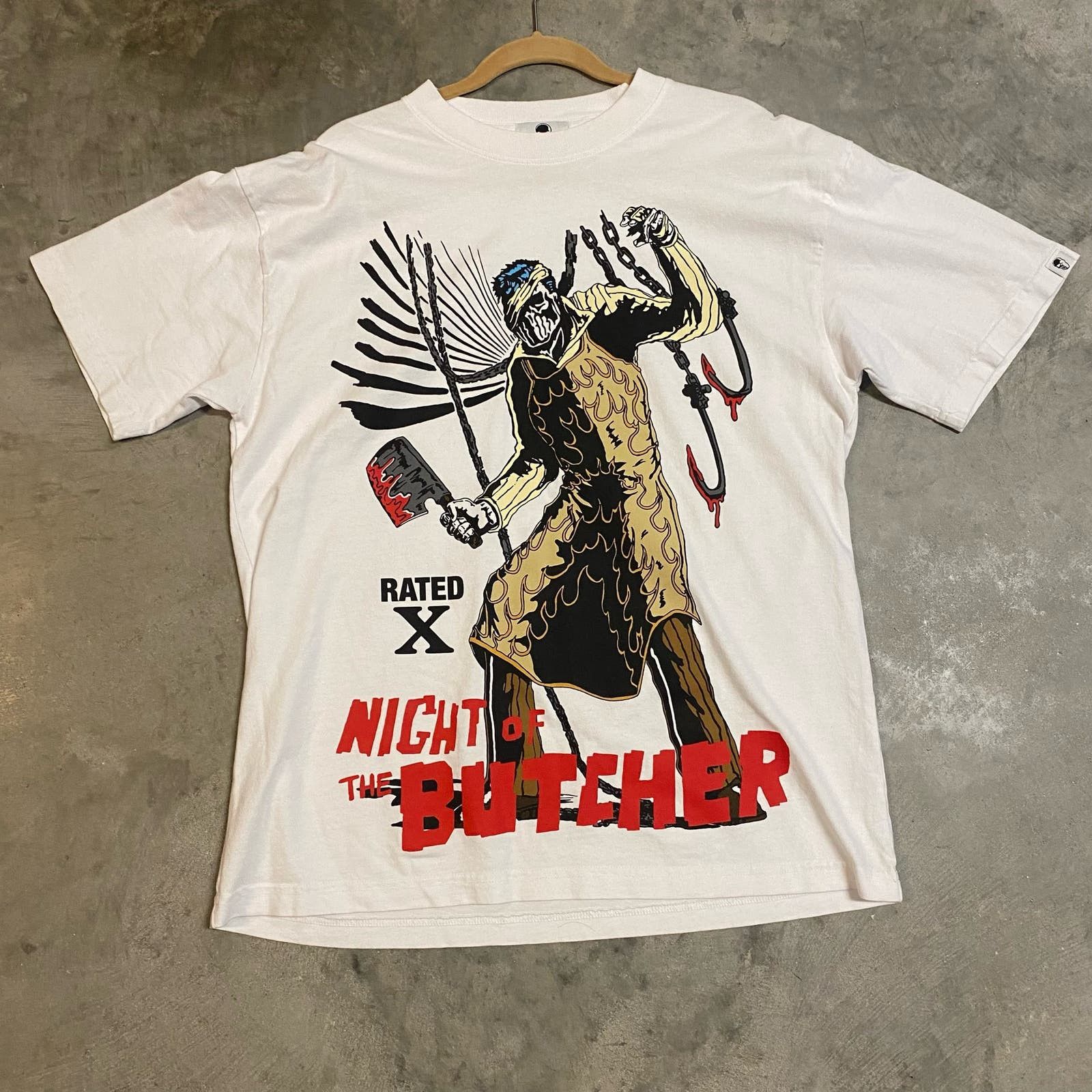 image of Warren Lotas Night Of The Butcher T-Shirt in White, Men's (Size Medium)