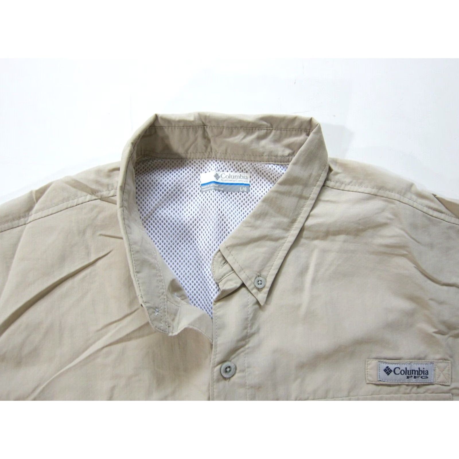 Vintage Columbia Lightweight Nylon Beige Pocket Vented Button Down Short Sleeve Shirt Men L Size US L / EU 52-54 / 3 - 3 Thumbnail