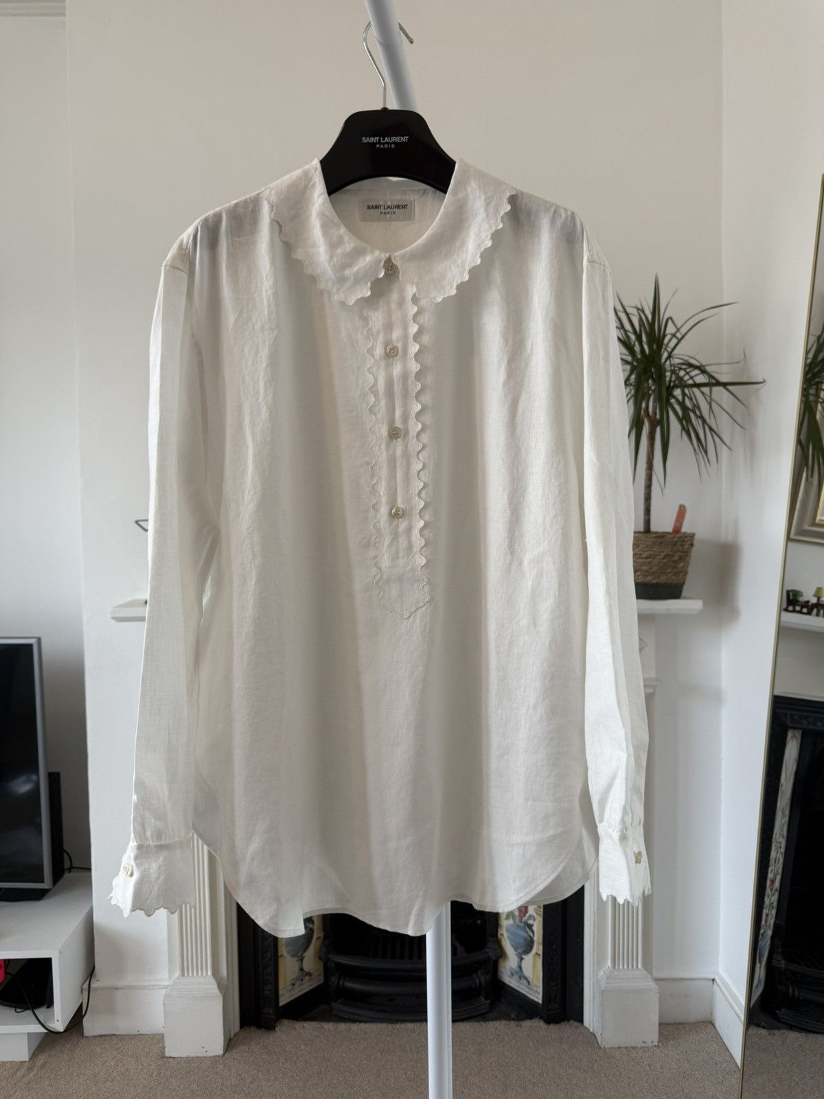 Saint Laurent Paris SS22 Saint Laurent Tunique Bordure Linen Shirt Size US M / EU 48-50 / 2 - 2 Thumbnail