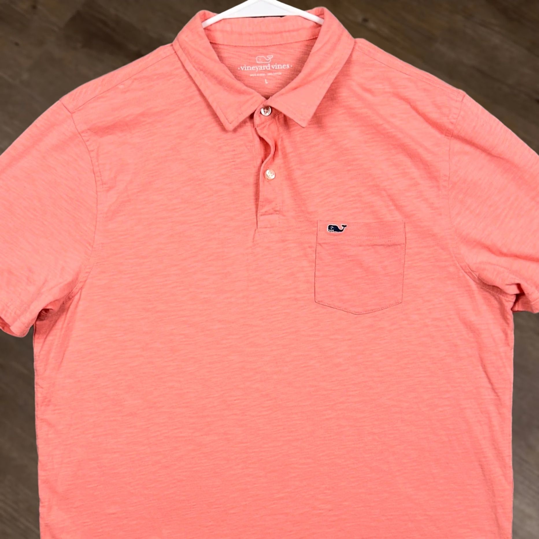 Vineyard Vines VINEYARD VINES Polo Shirt Mens Large Coral Pink Short Sleeve Pocket EUC Size US L / EU 52-54 / 3 - 1 Thumbnail