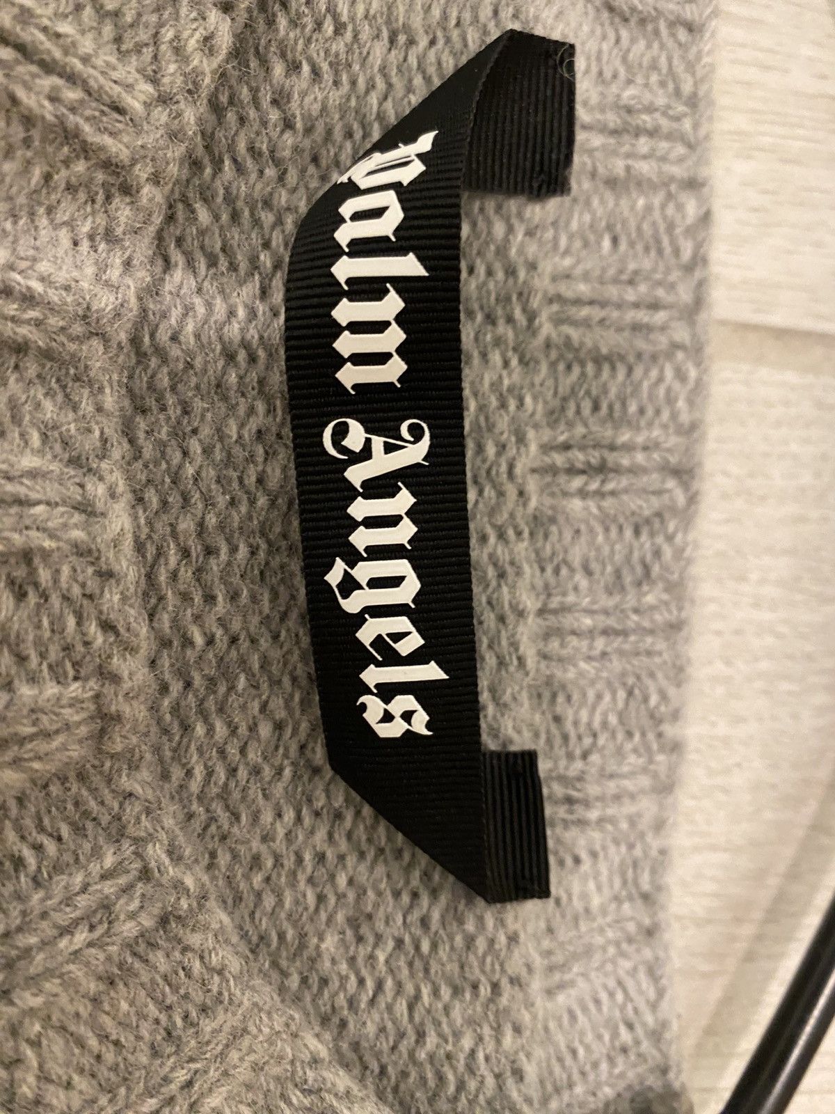 Palm Angels Palm Angels Intarsia Curved Logo Grey Melange Sweater Size US L / EU 52-54 / 3 - 4 Thumbnail