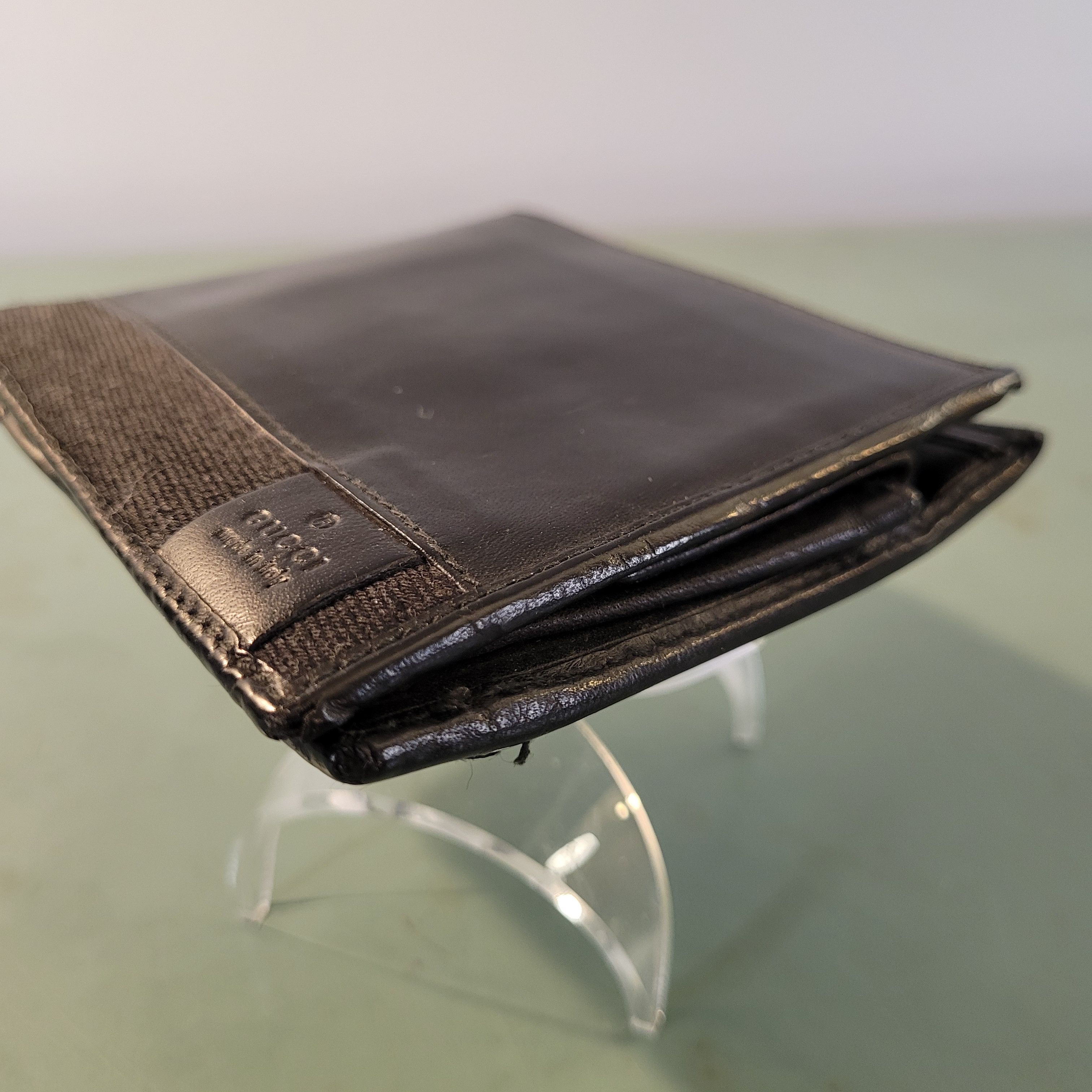 Gucci Gucci Bifold Black Leather and Canvas Wallet Size ONE SIZE - 4 Thumbnail