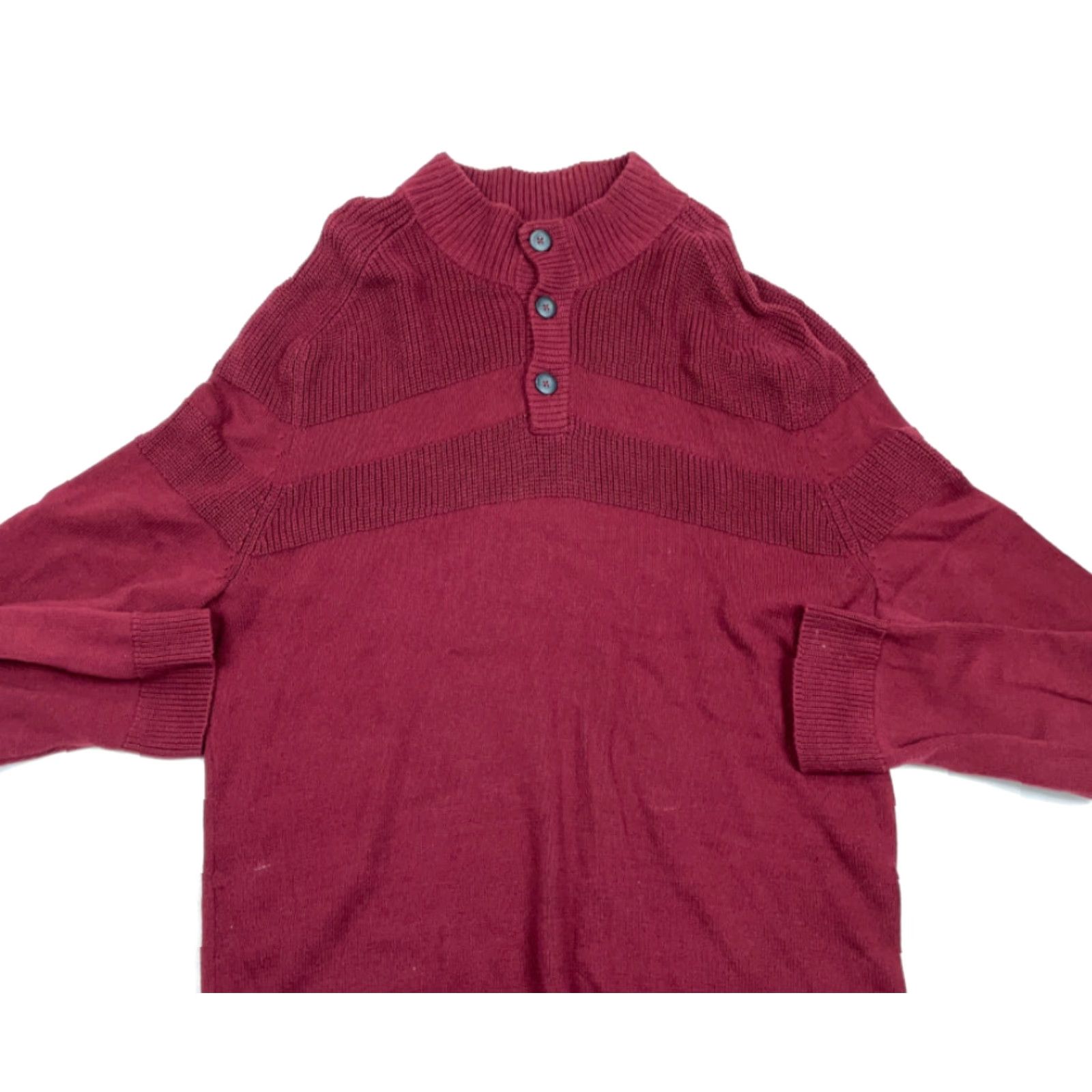Vintage American Rag Cie Dark Red Chunky Knit Henley Sweater Adult 3XL Pullover Size US XXL / EU 58 / 5 - 3 Thumbnail