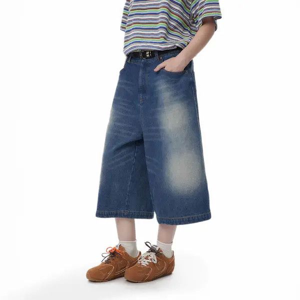 Japanese Brand VIBE Men's loose straight cargo contrast denim shorts Size US 32 / EU 48 - 3 Thumbnail
