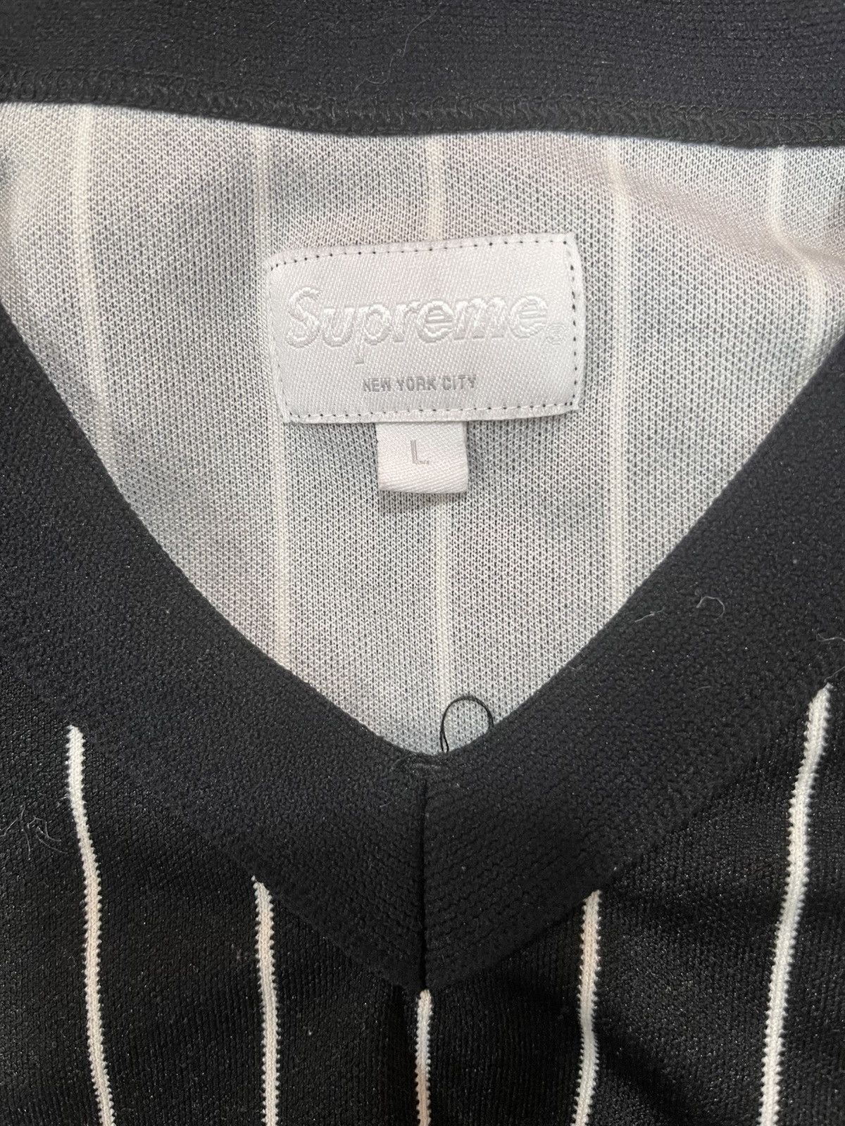 Supreme Supreme Ad Baseball Jersey SS17 Black&White Pinstripe Size US L / EU 52-54 / 3 - 3 Thumbnail