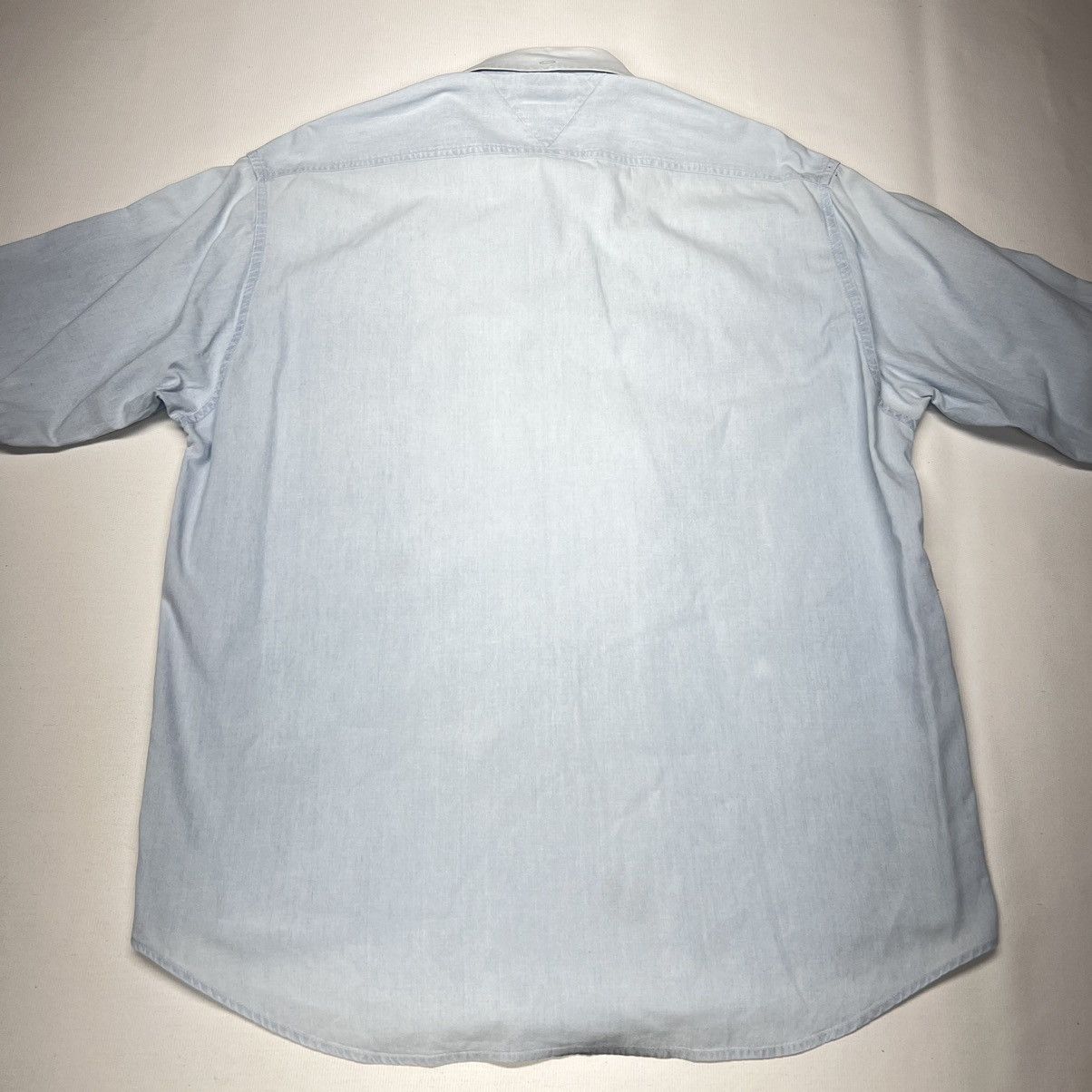 Tommy Hilfiger × Vintage VTG Tommy Hilfiger Button Down Shirt White Blue Faded Size US L / EU 52-54 / 3 - 9 Thumbnail