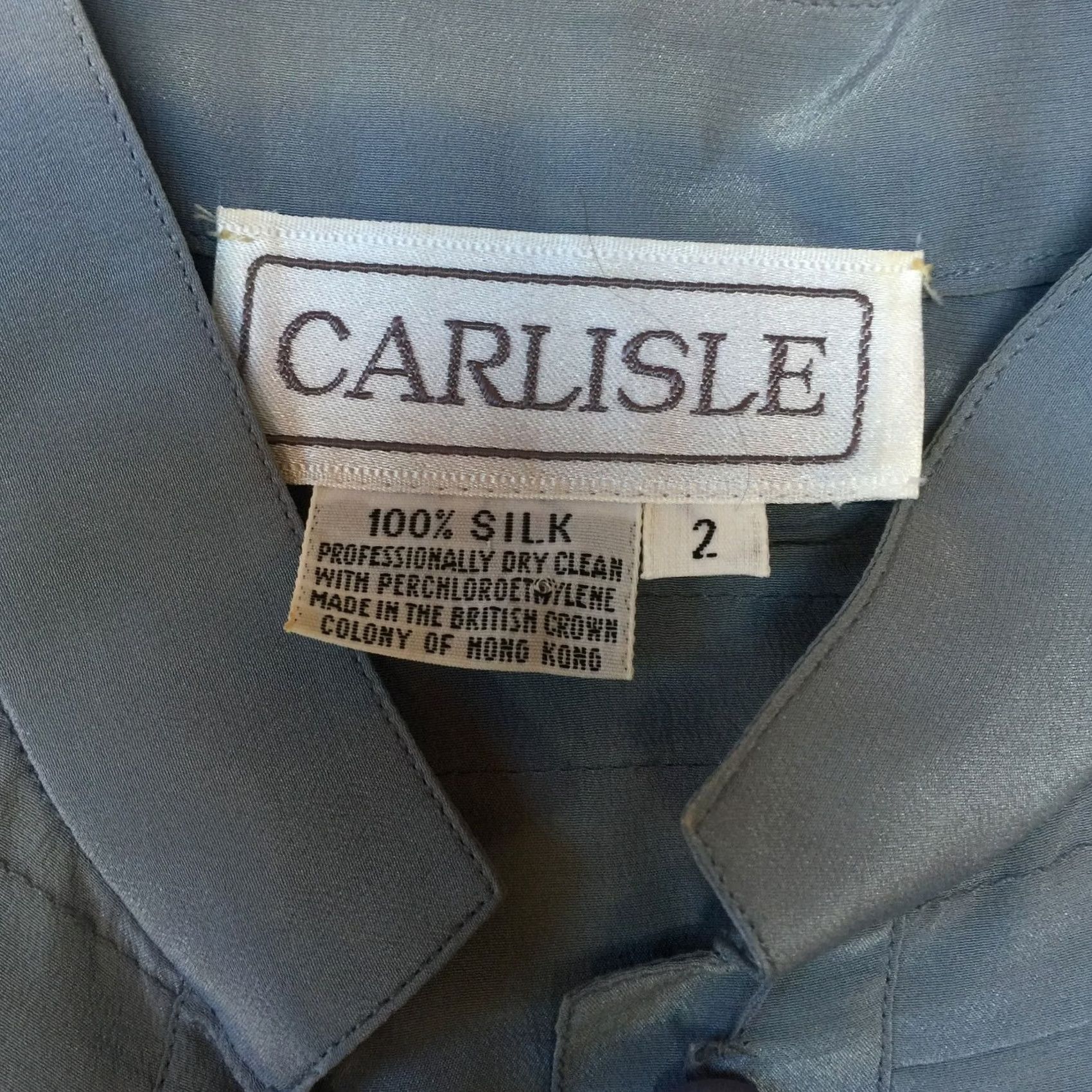 Vintage Carlisle Shirt Womens 2 Blue Button Down Pleated Silk Size Flutter Sleeve Casual Size XS / US 0-2 / IT 36-38 - 3 Thumbnail